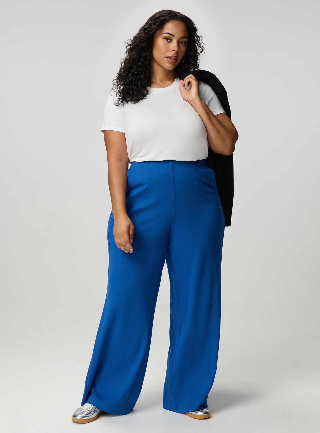 Super Soft Ponte Pull-On Wide-Leg High-Rise Pant, BLUE QUARTZ, hi-res