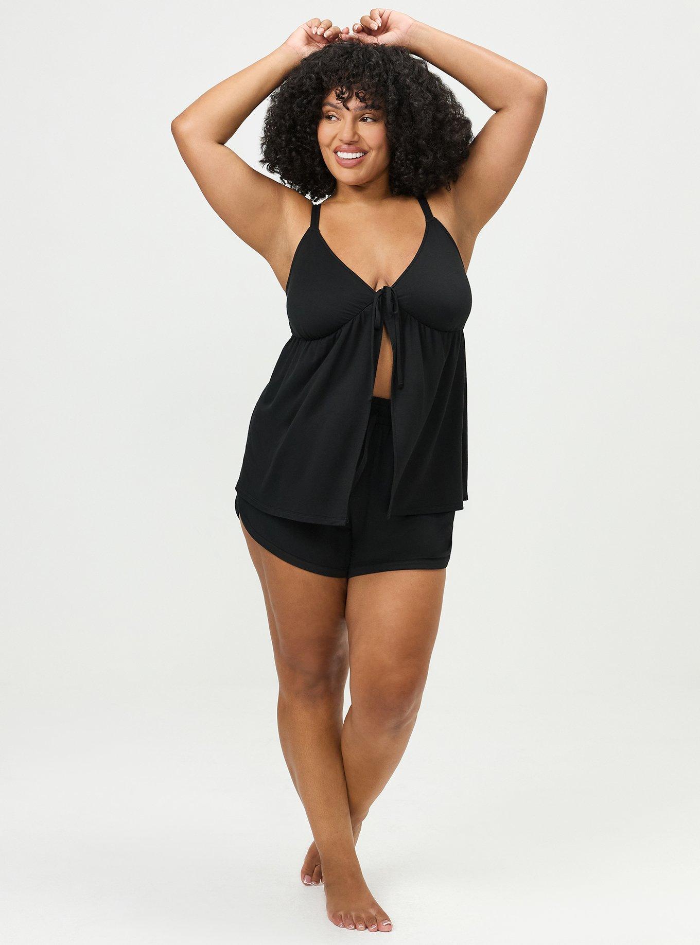 Lightweight French Terry Sleep Cami, DEEP BLACK, alternate
