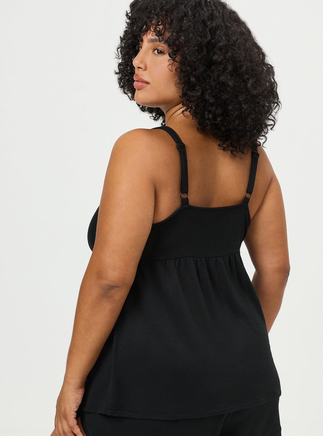 Lightweight French Terry Sleep Cami, DEEP BLACK, alternate