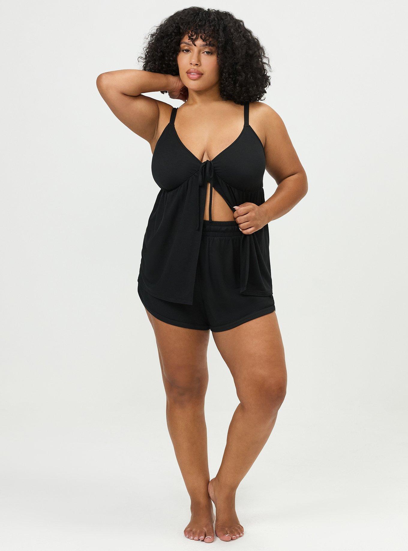 Lightweight French Terry Sleep Cami, DEEP BLACK, alternate