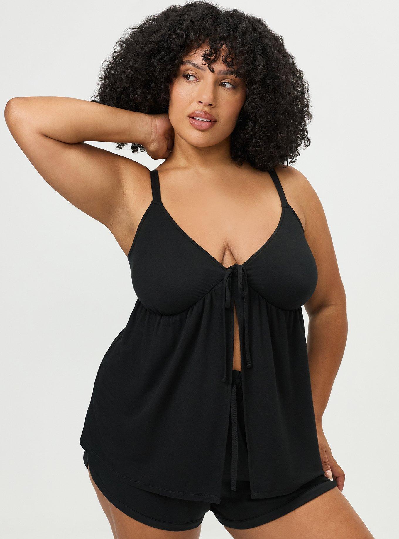 Lightweight French Terry Sleep Cami, DEEP BLACK, hi-res