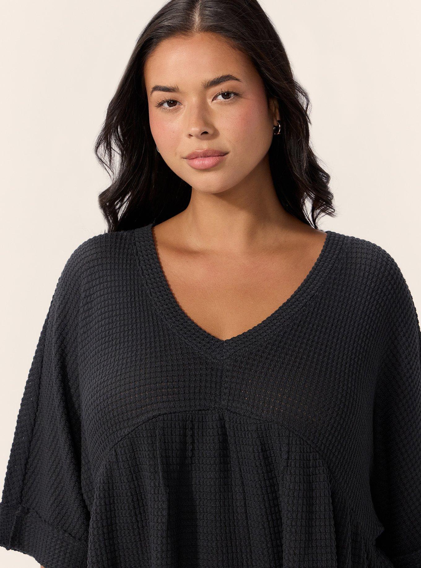 Festi Waffle Babydoll Top, PHANTOM, alternate