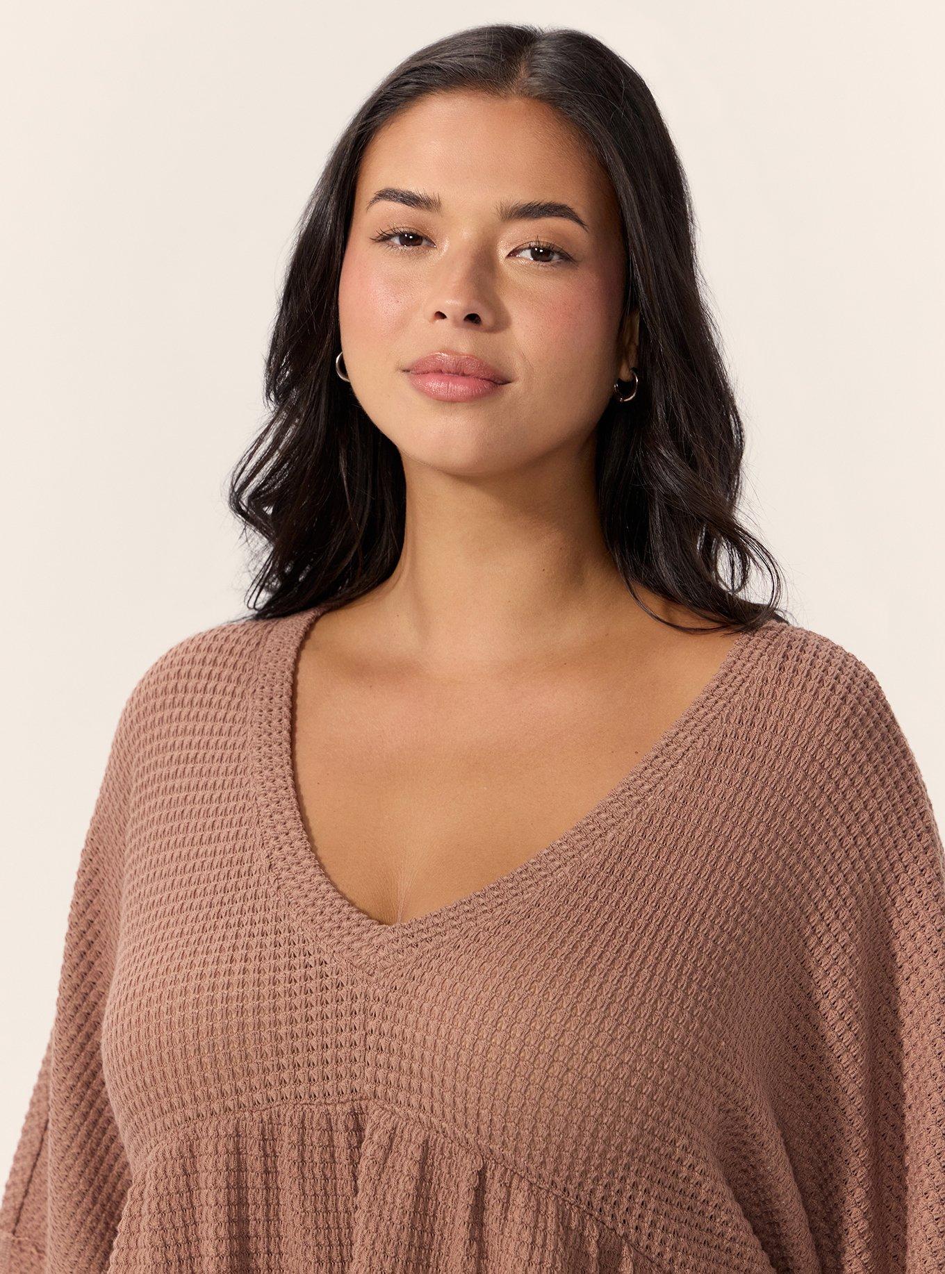Festi Waffle Babydoll Top, BALTIC AMBER, alternate