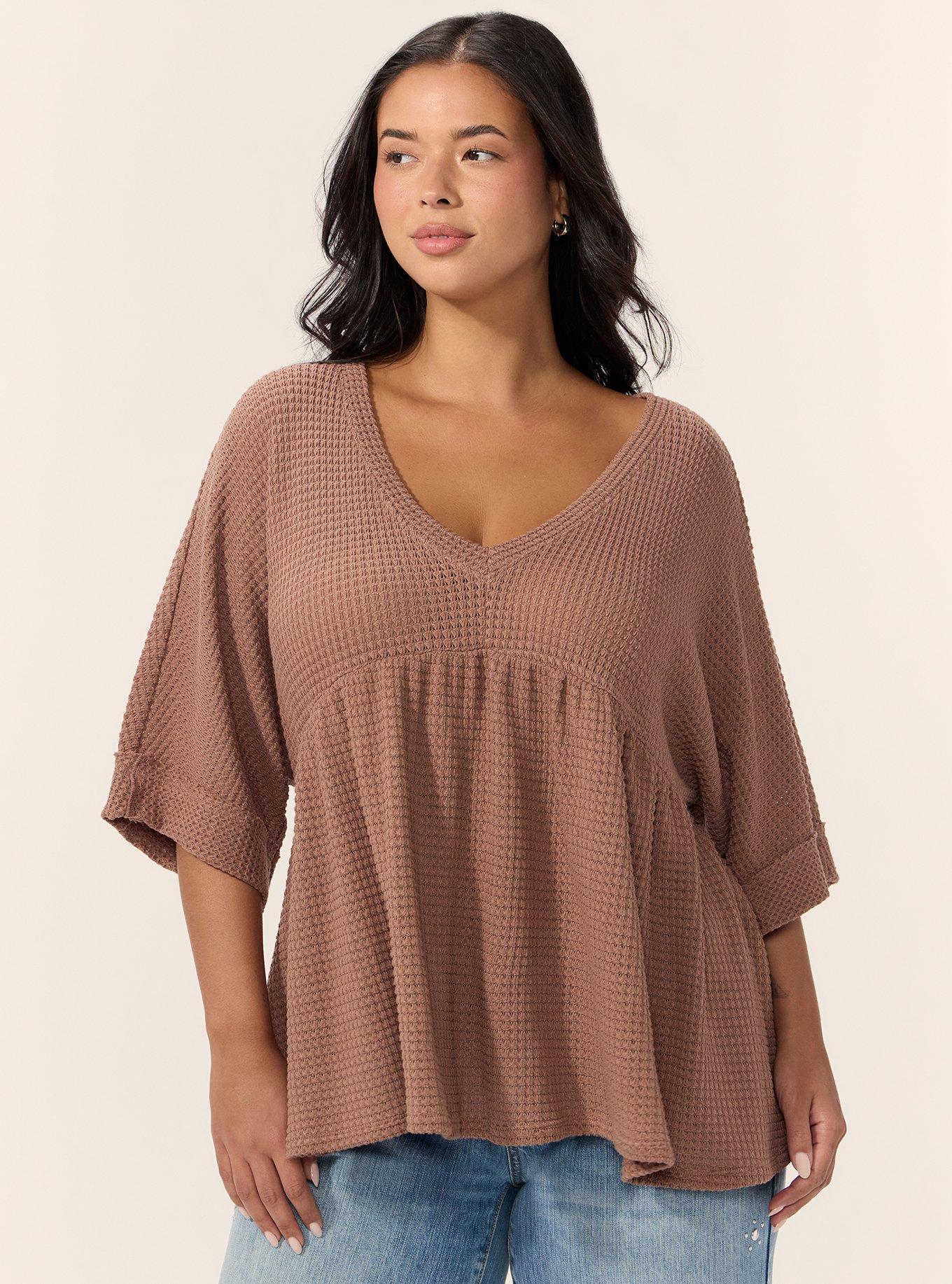 Festi Waffle Babydoll Top, BALTIC AMBER, alternate