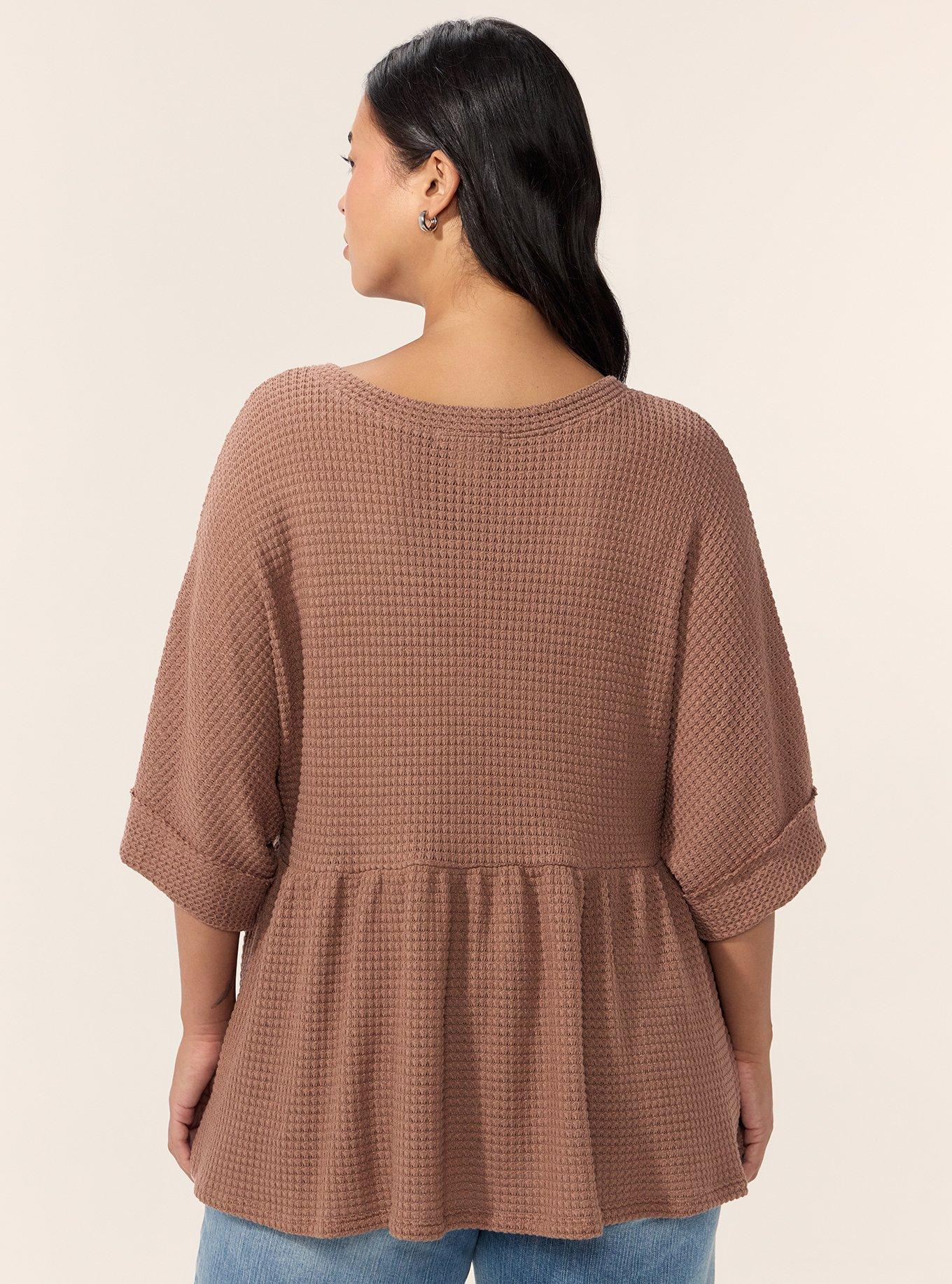 Festi Waffle Babydoll Top, BALTIC AMBER, alternate