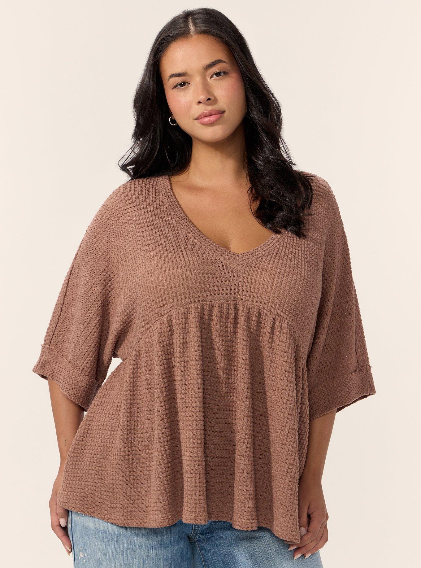 Festi Waffle Babydoll Top, BALTIC AMBER, hi-res