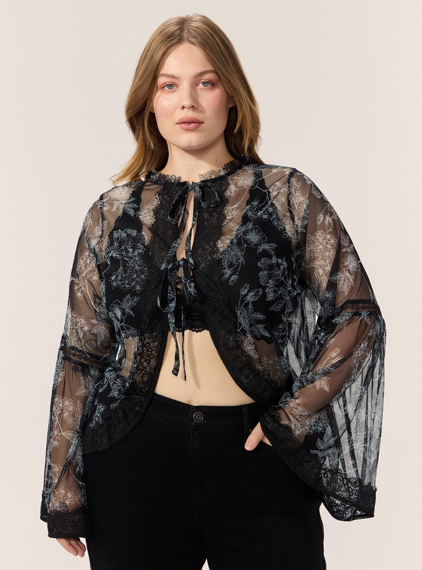 Festi Reversible Bell Sleeve Top, WOODROW FLORAL BLACK, alternate