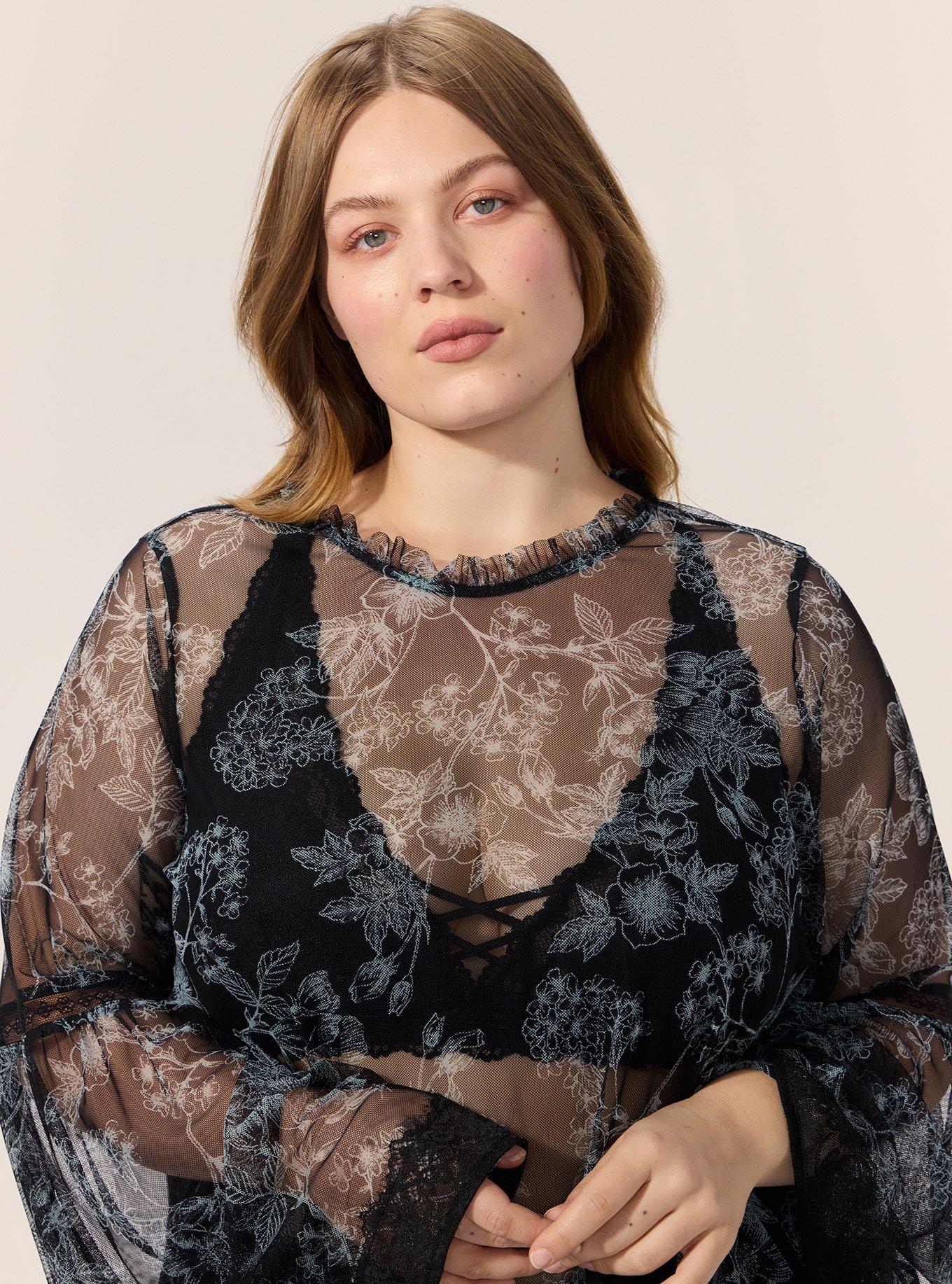 Festi Reversible Bell Sleeve Top, WOODROW FLORAL BLACK, alternate