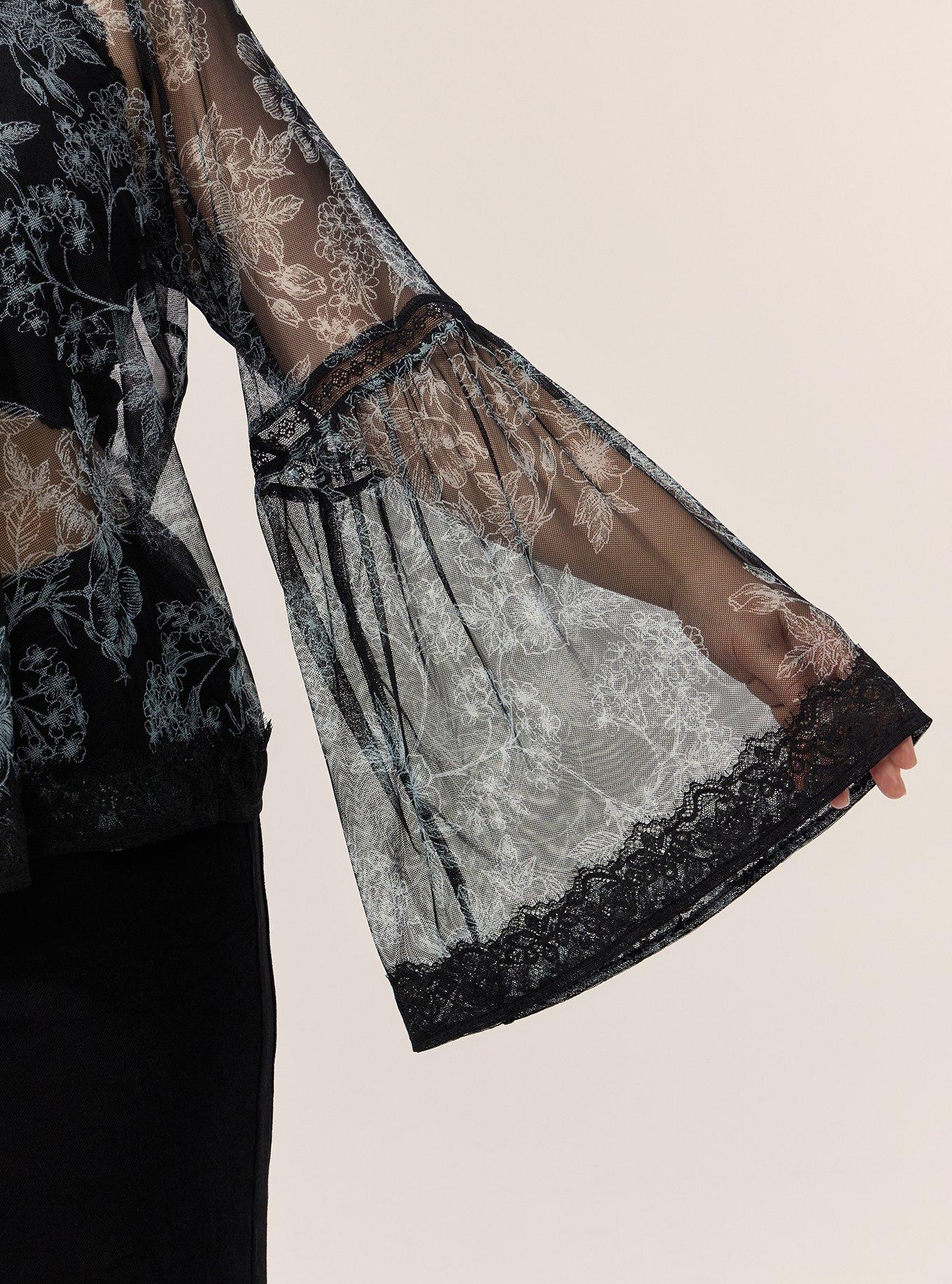Festi Reversible Bell Sleeve Top, WOODROW FLORAL BLACK, alternate