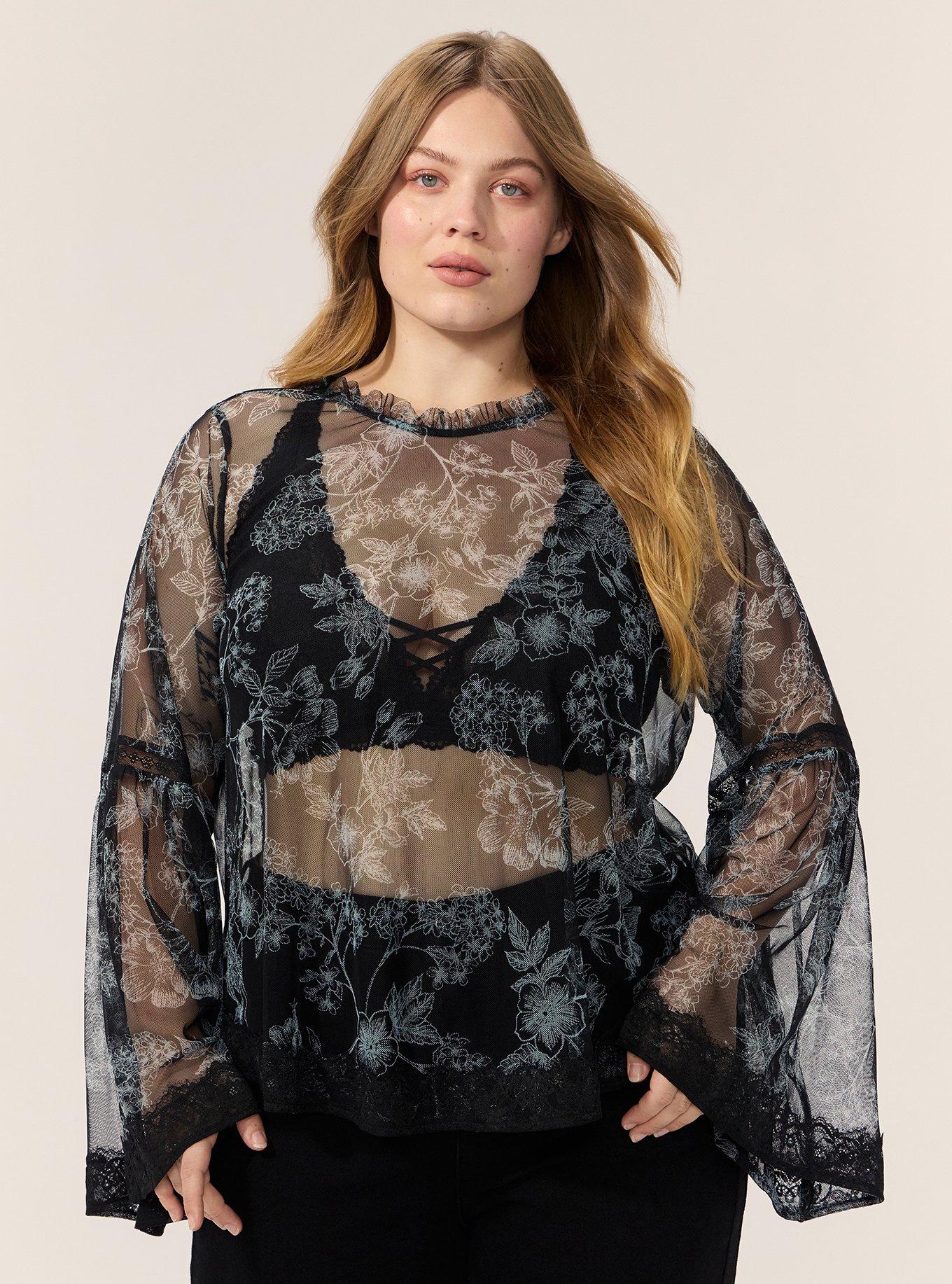 Festi Reversible Bell Sleeve Top, WOODROW FLORAL BLACK, hi-res