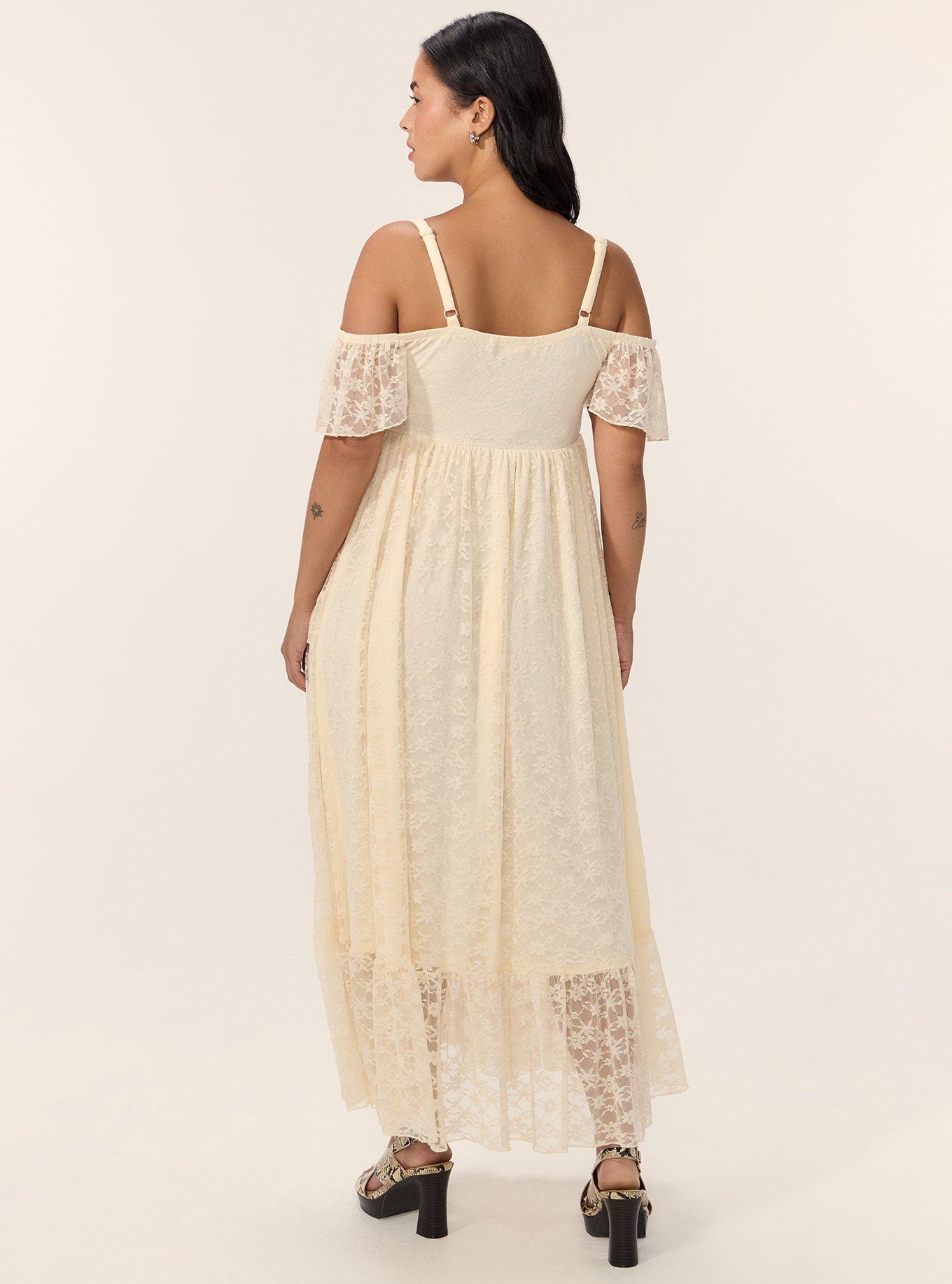 Plus Size Festi Lace Ruffle Maxi Dress, WHITE SWAN, alternate