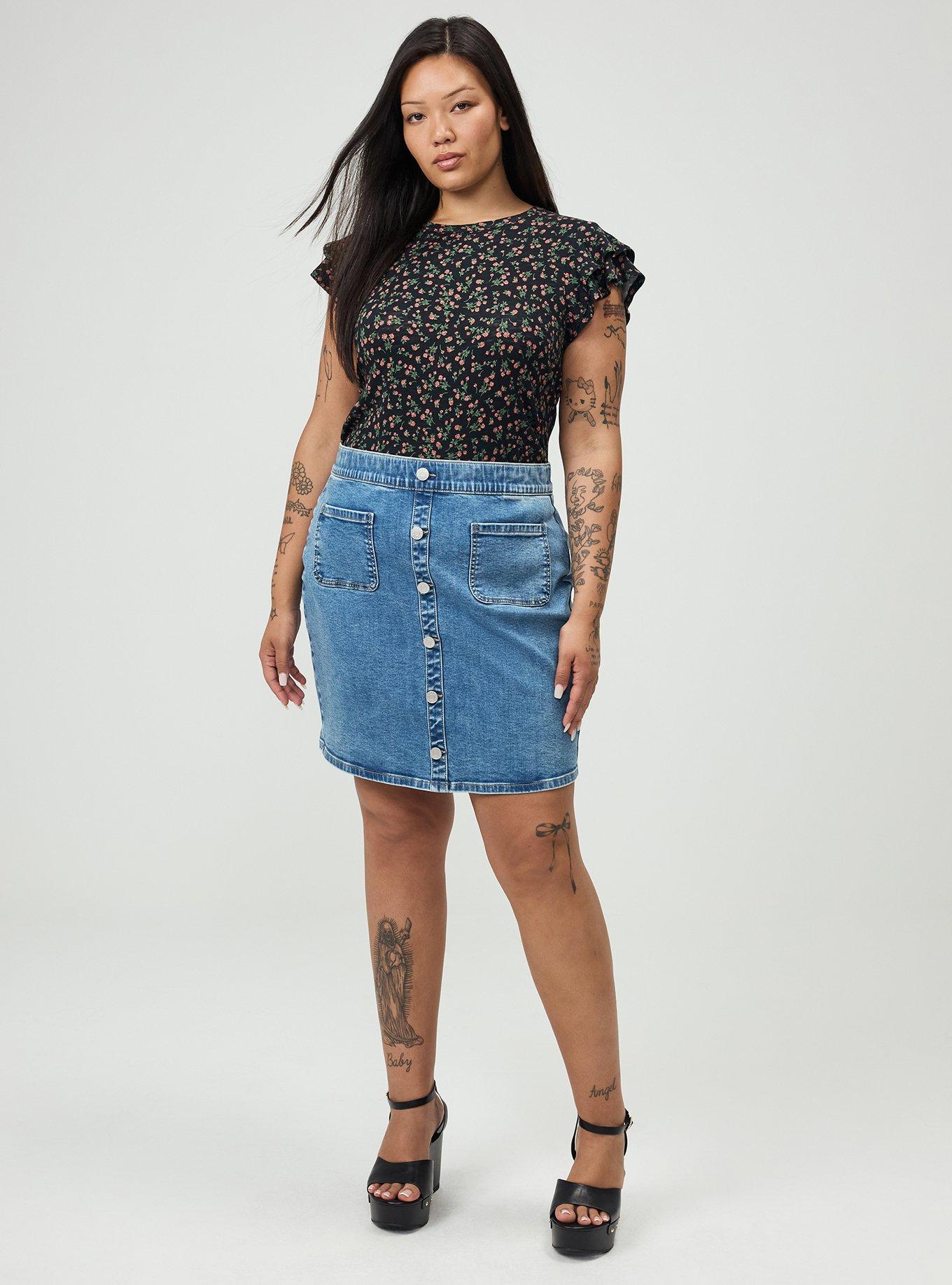 Vintage Slub Crew Double Ruffle Sleeve Tee, ALISON DITSY FLORAL BLACK, alternate