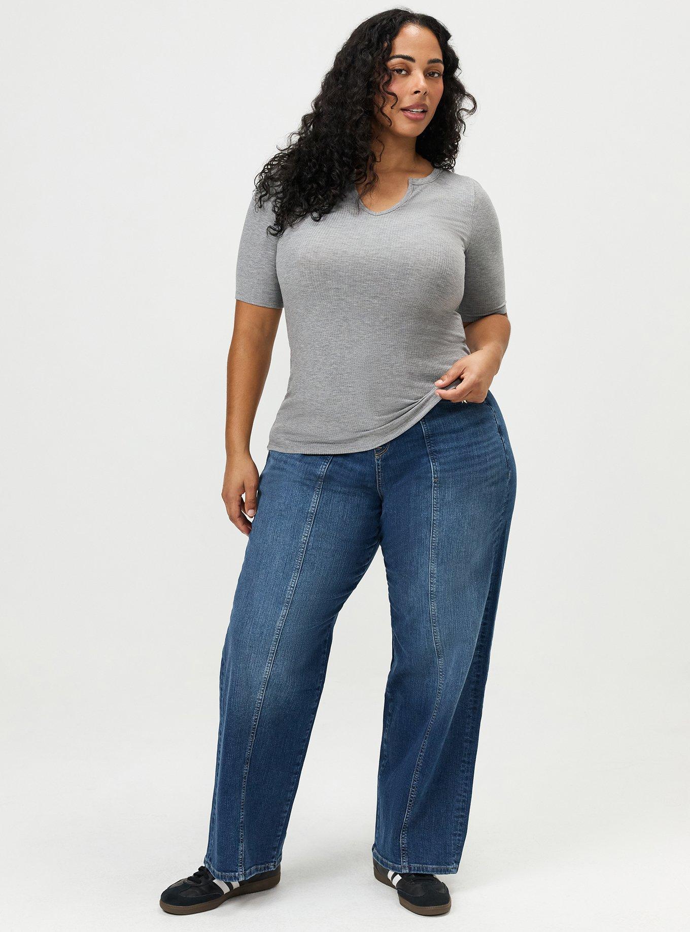 Super Soft Rib Notch Neck Henley Top, MED HEATHER GREY, alternate