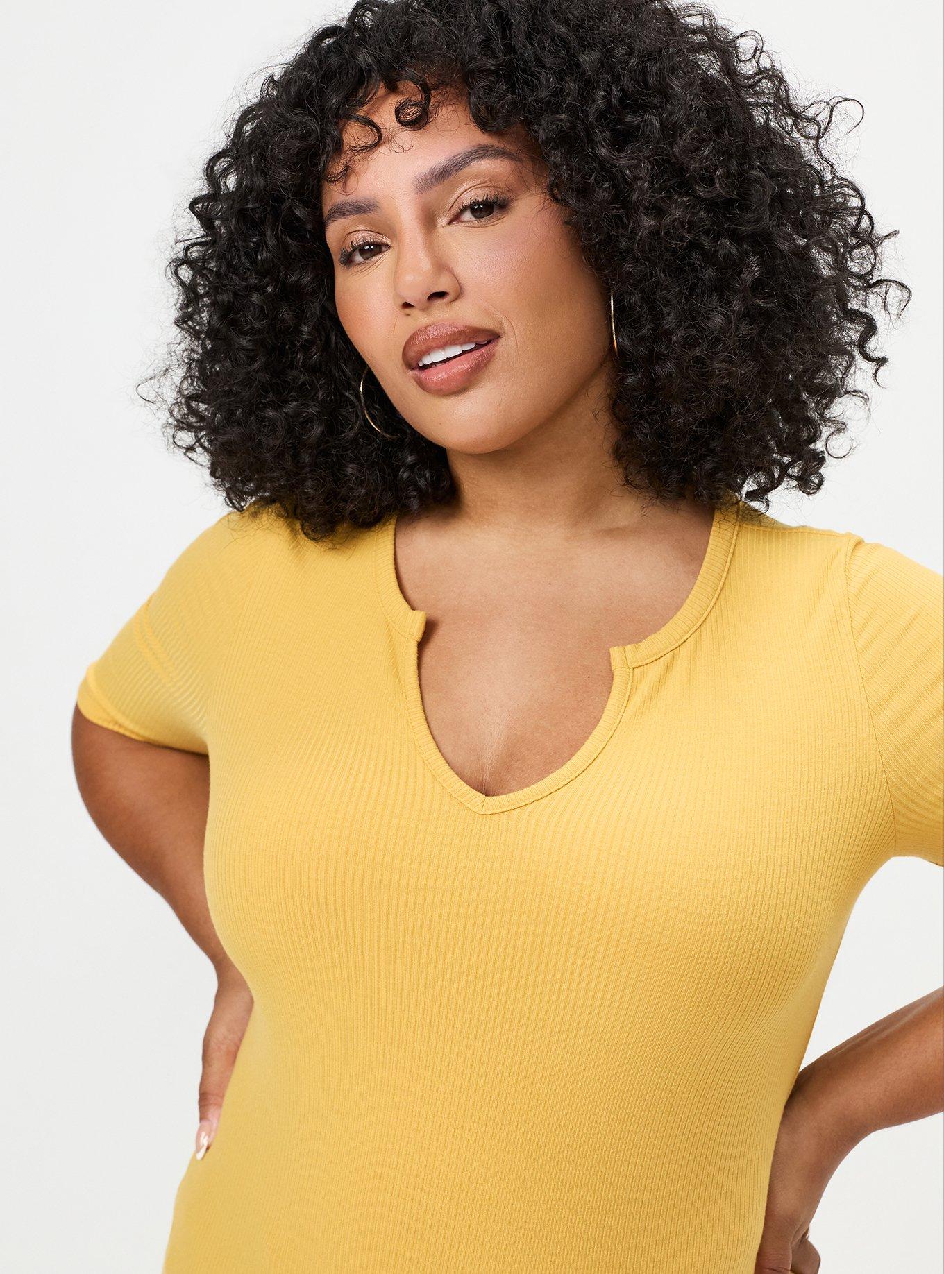 Super Soft Rib Notch Neck Henley Top, HONEY GOLD, alternate