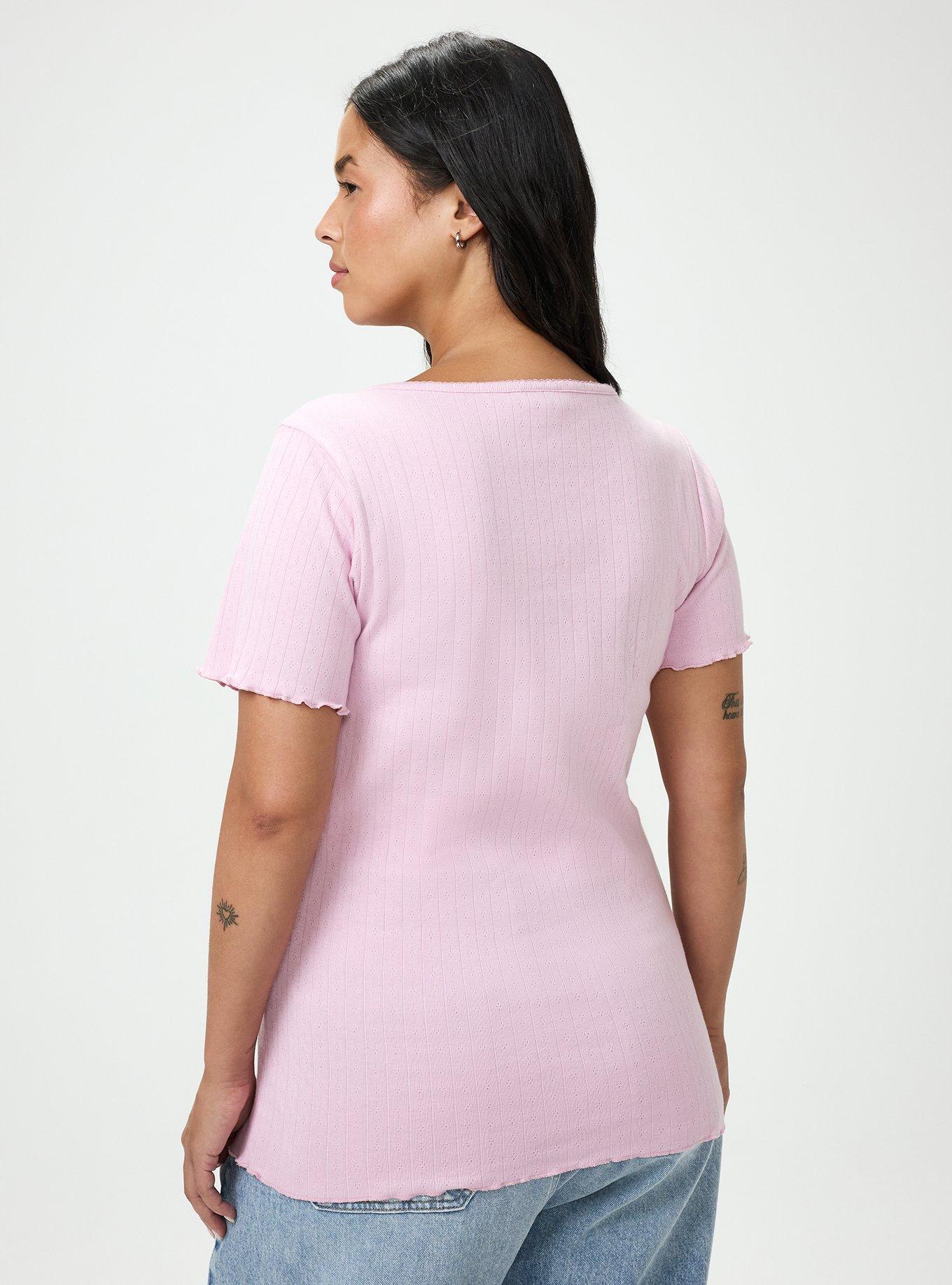 Pointelle Scoop Henley Tee, FRAGRANT LILAC, alternate