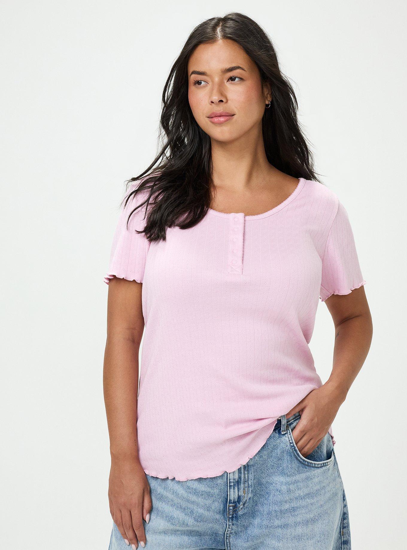 Pointelle Scoop Henley Tee, FRAGRANT LILAC, alternate