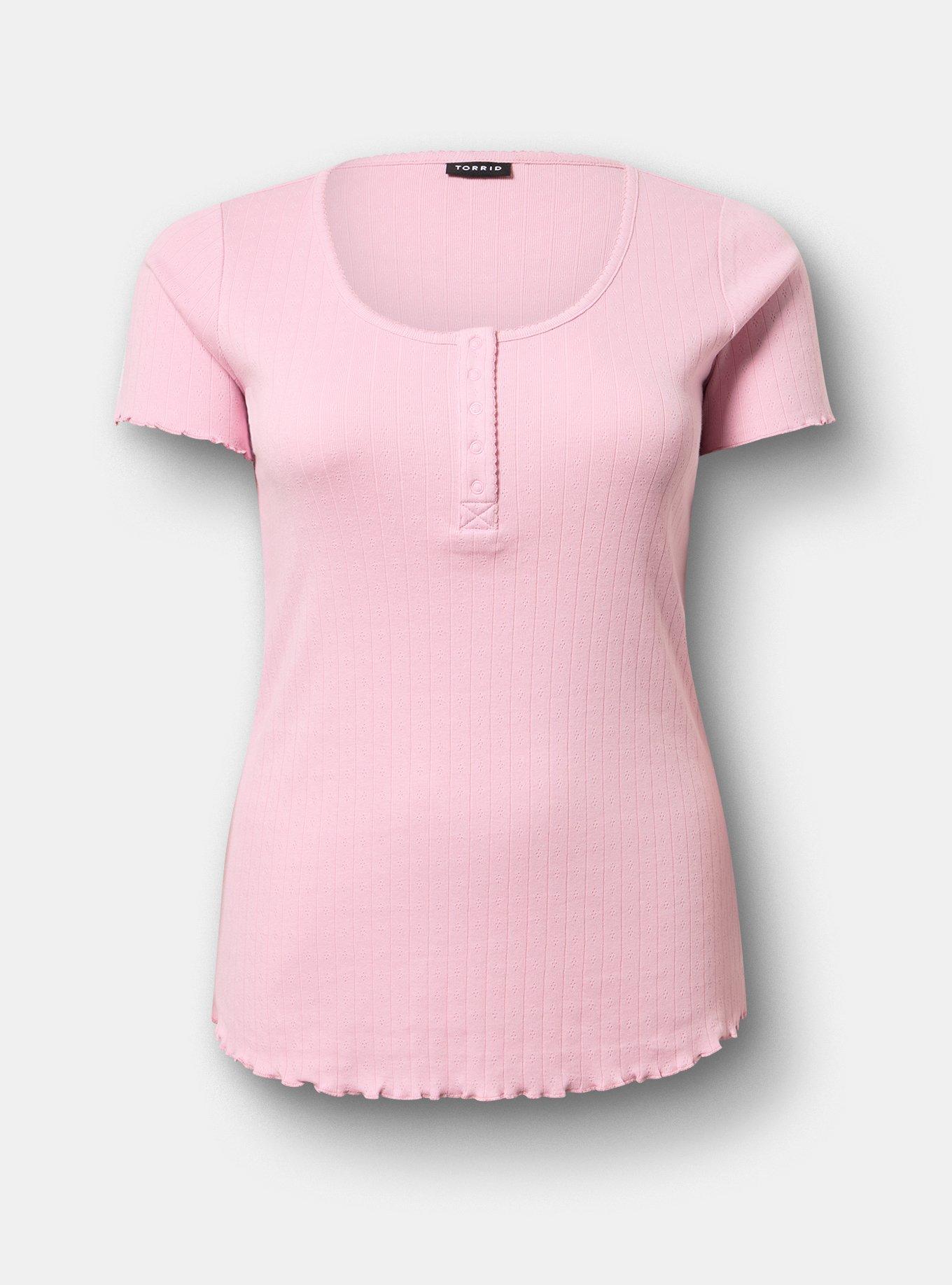 Pointelle Scoop Henley Tee, FRAGRANT LILAC, flat