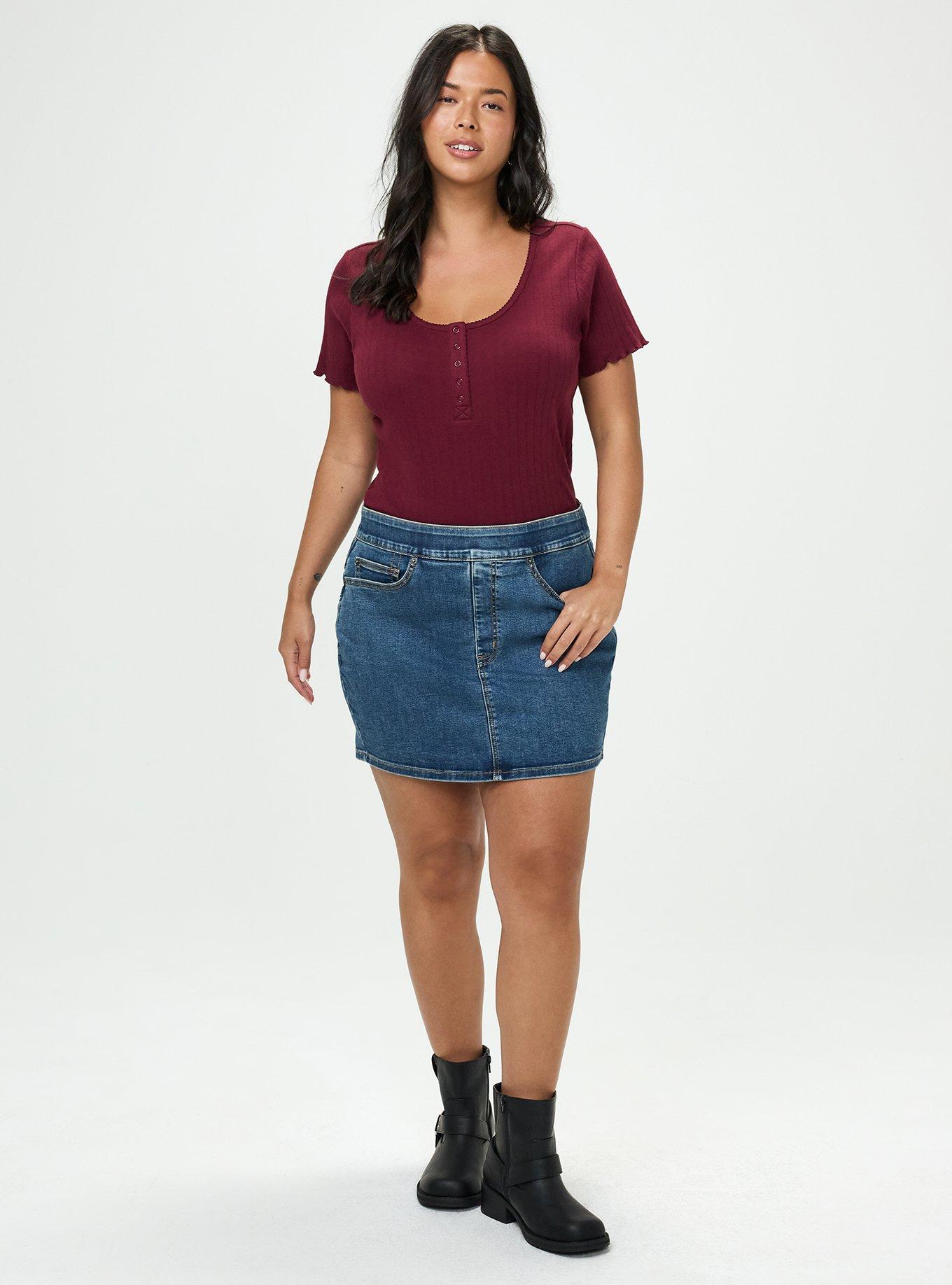 Pointelle Scoop Henley Tee, MAROON BANNER, alternate