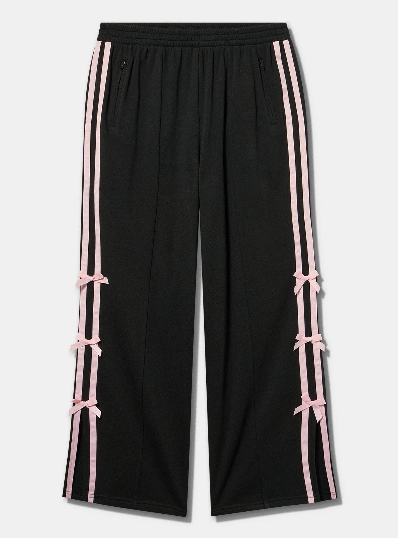 LoveSick Bow Trim Wide Leg Sweatpant, DEEP BLACK, flat