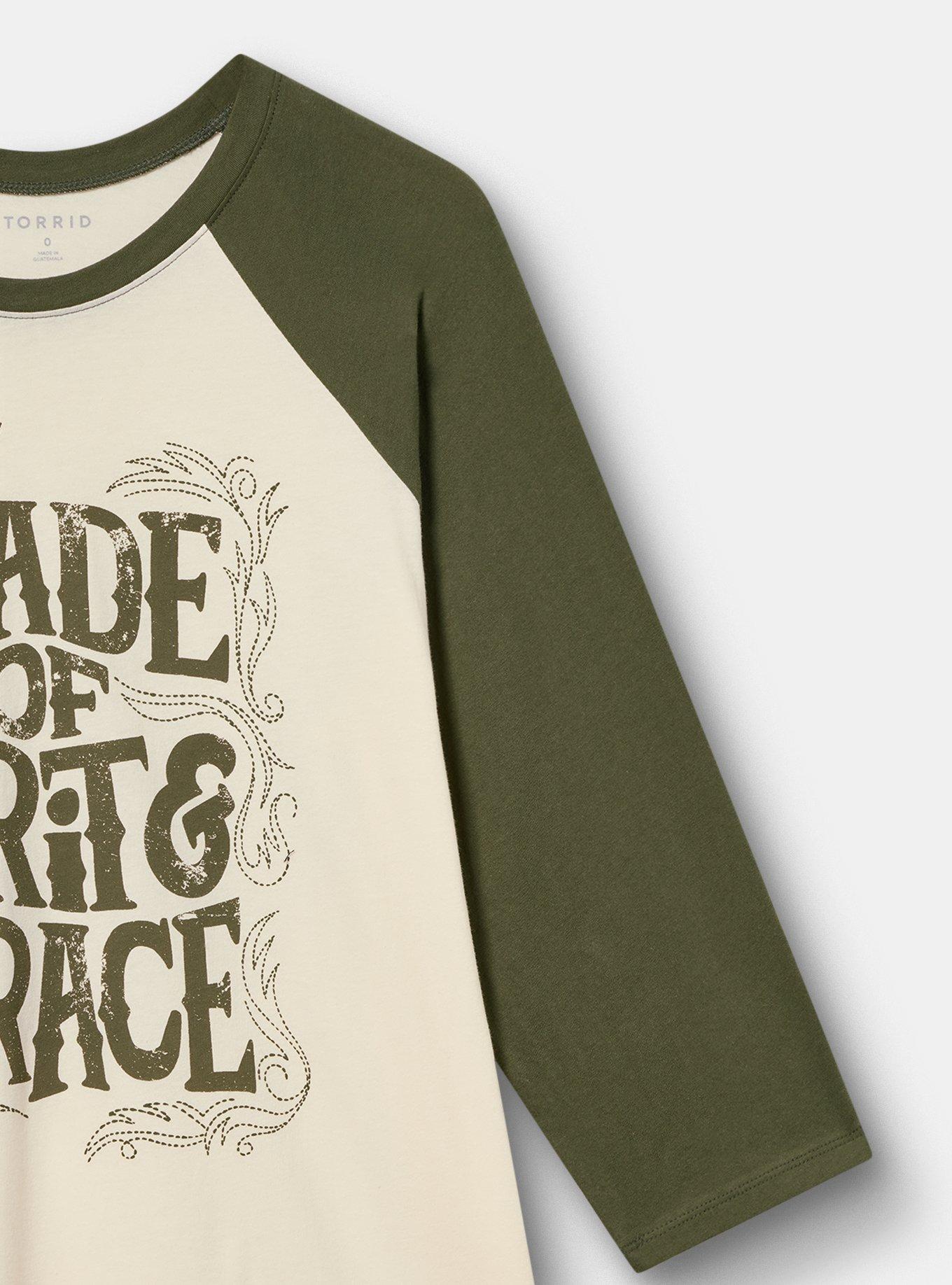 Heritage Jersey 3/4 Sleeve Raglan Tee, MADE OF GRIT AND GRACE WHISPER WHITE, alternate