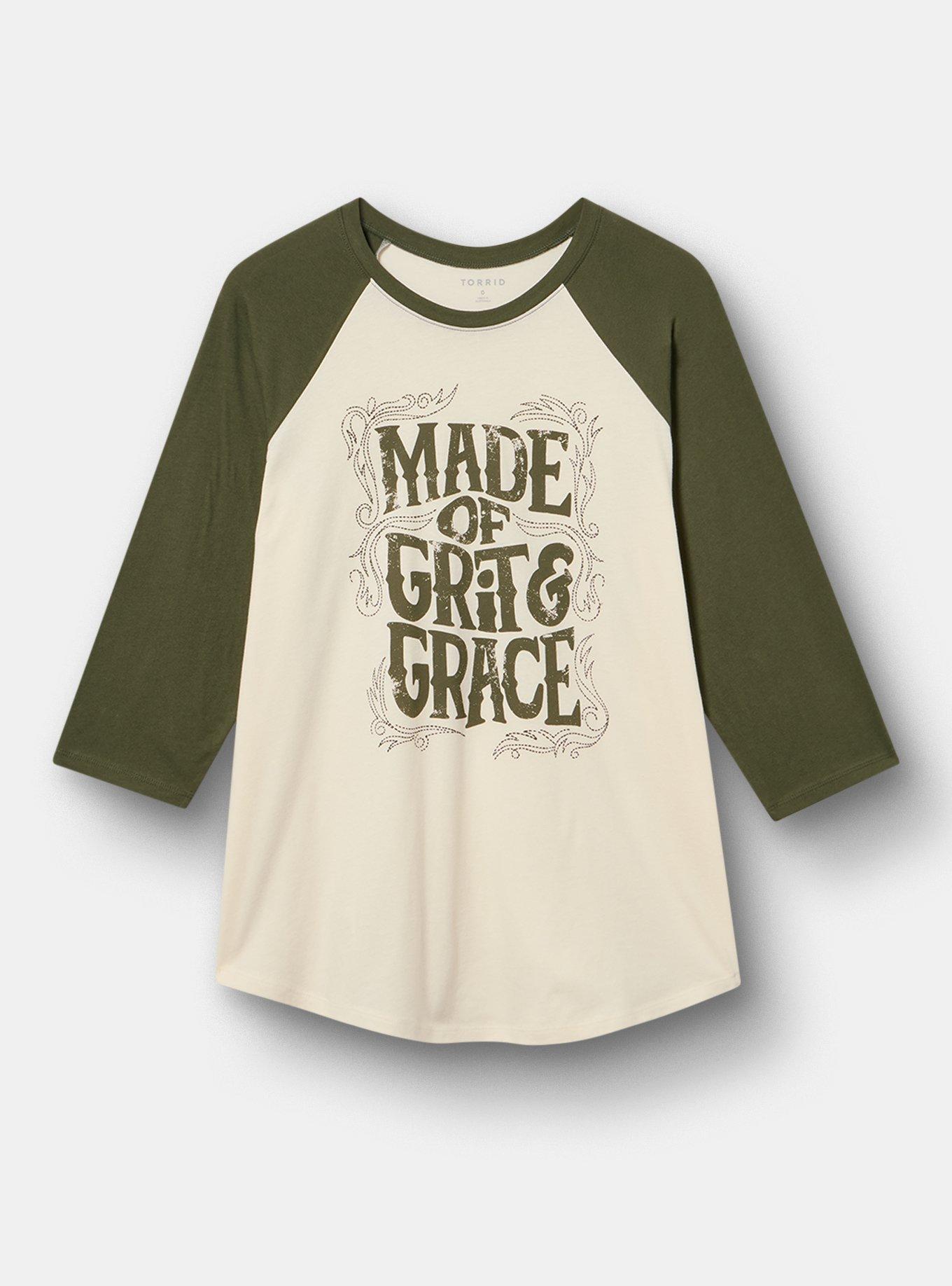 Heritage Jersey 3/4 Sleeve Raglan Tee, MADE OF GRIT AND GRACE WHISPER WHITE, hi-res