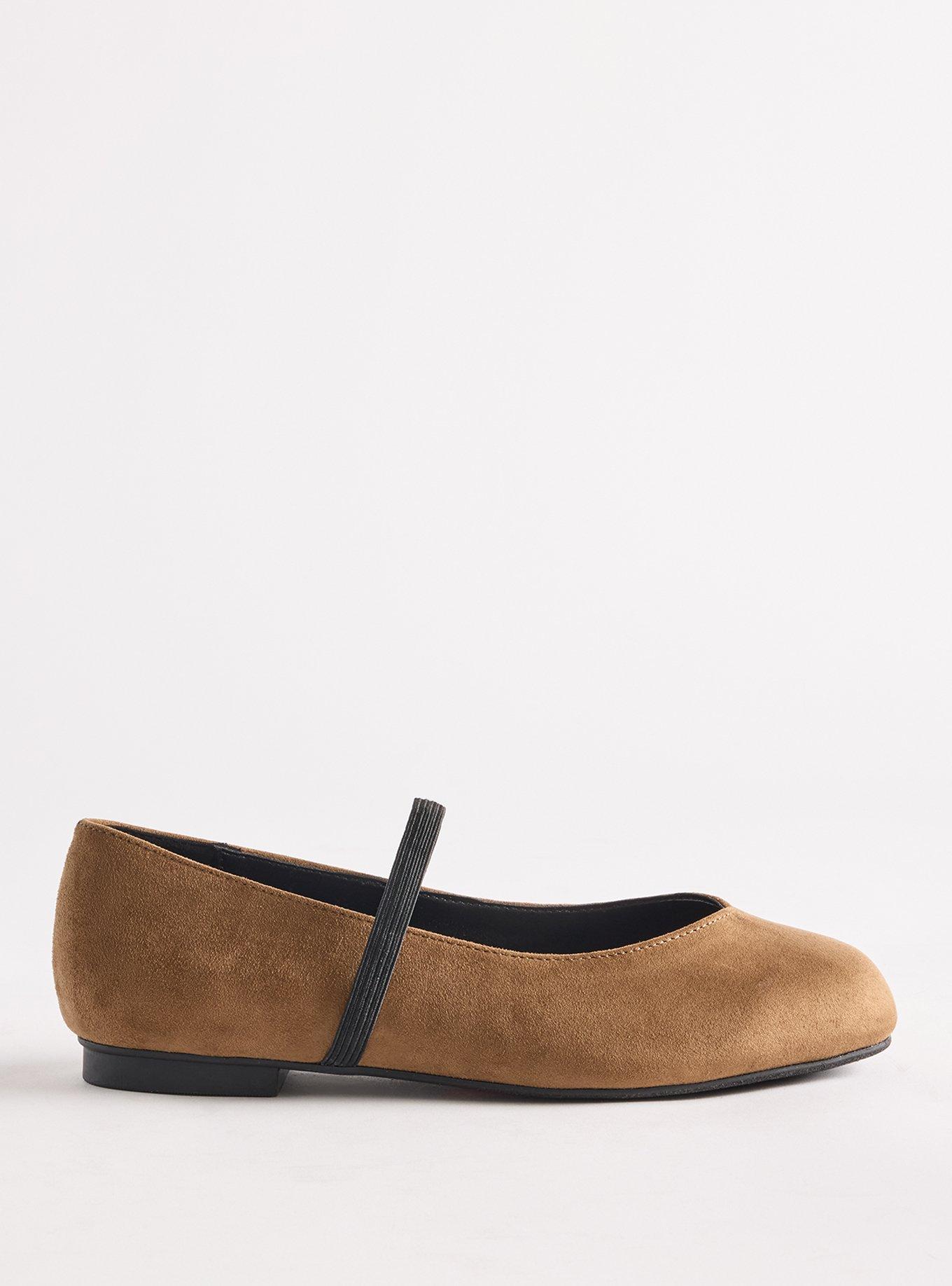 Plus Size Square Toe Elastic Mary Jane Flat (WW), TAUPE, alternate