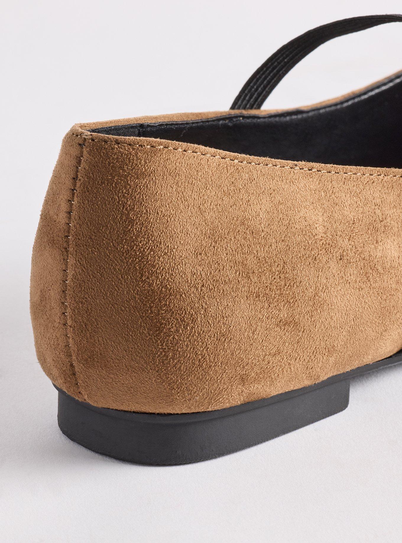 Plus Size Square Toe Elastic Mary Jane Flat (WW), TAUPE, alternate
