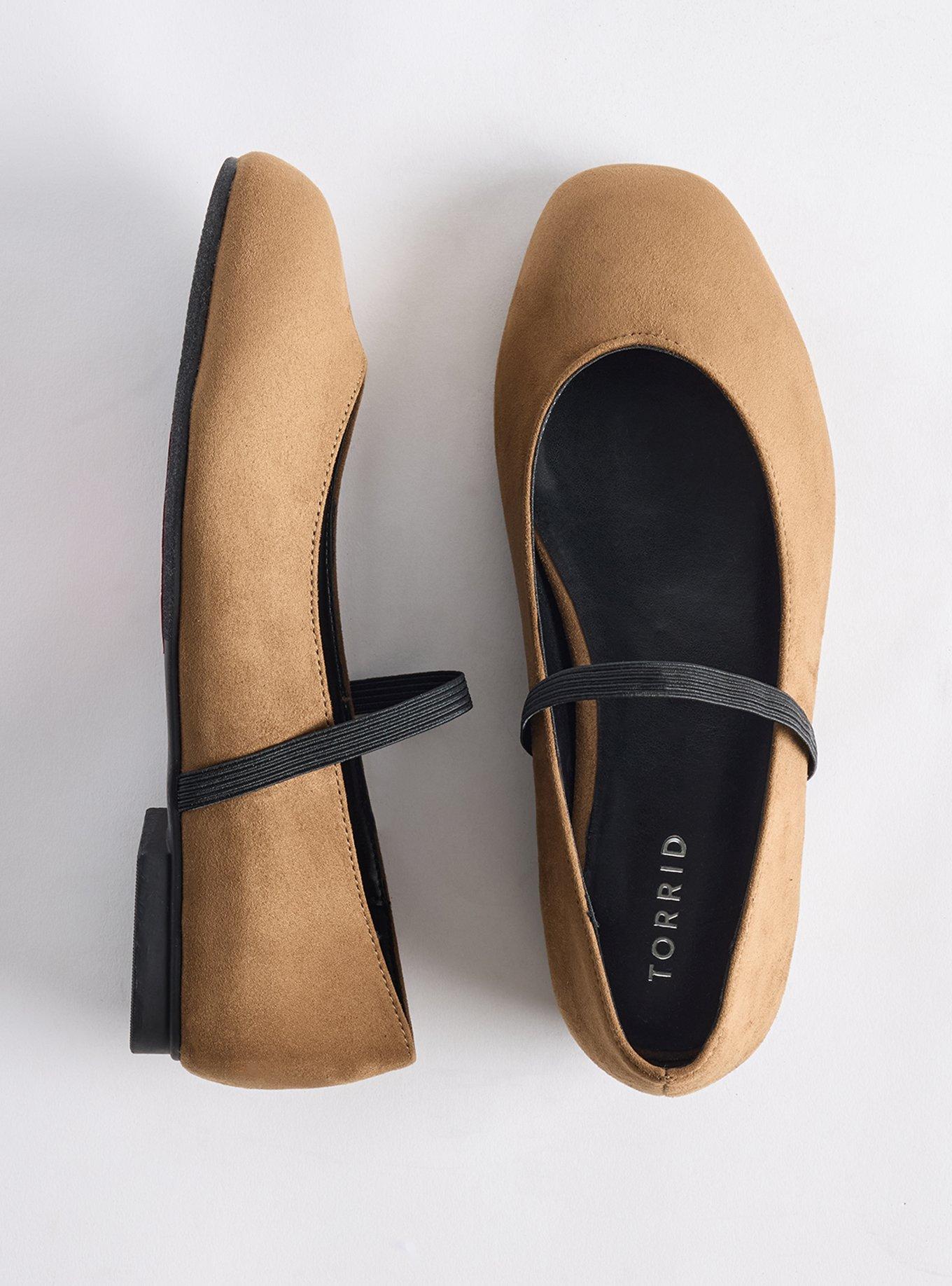 Plus Size Square Toe Elastic Mary Jane Flat (WW), TAUPE, hi-res