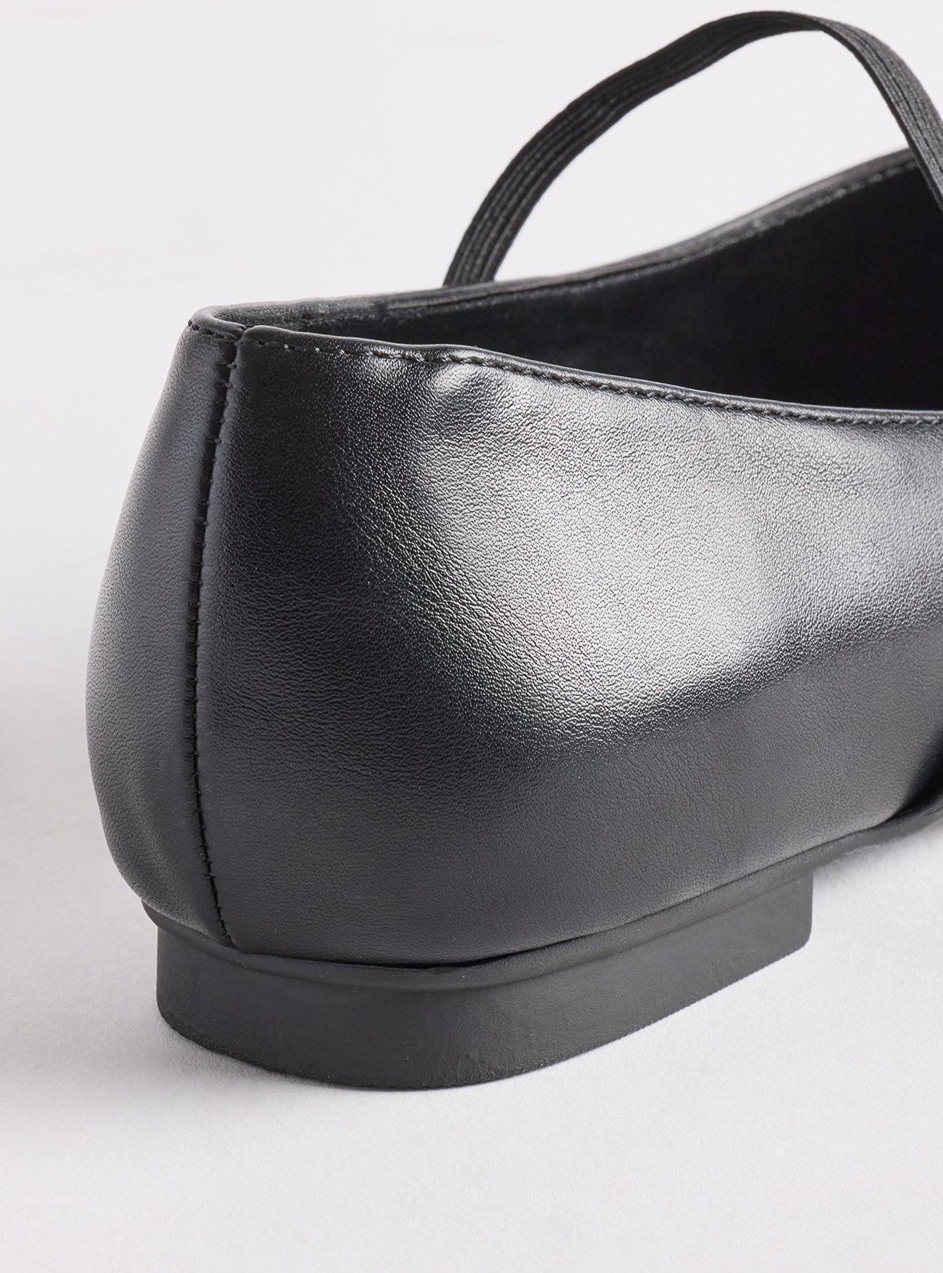 Plus Size Square Toe Elastic Mary Jane Flat (WW), BLACK, alternate