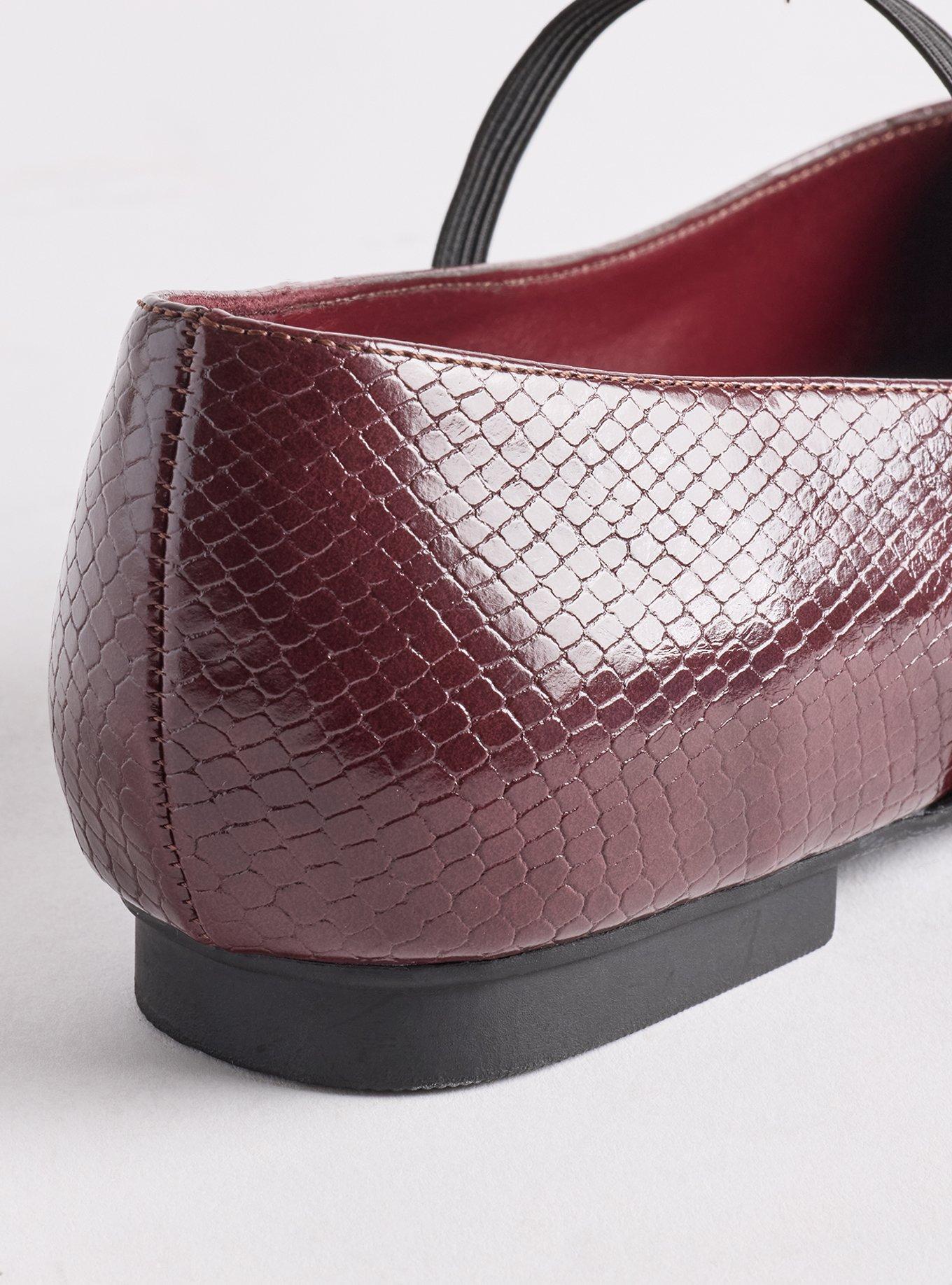 Plus Size Square Toe Elastic Mary Jane Flat (WW), BURGUNDY SNAKE, alternate