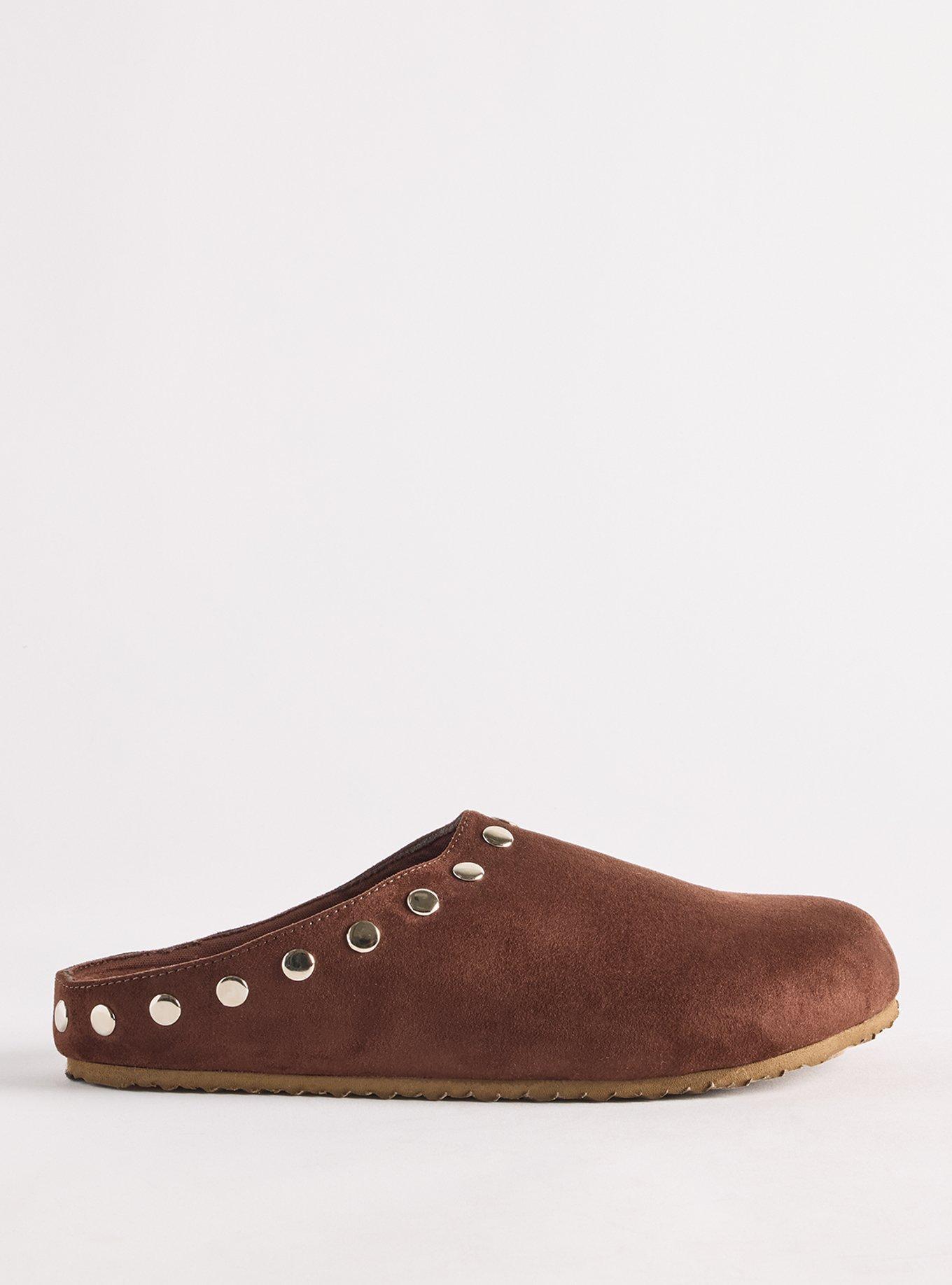 Plus Size Studded Footbed Clog (WW), DARK BROWN, alternate
