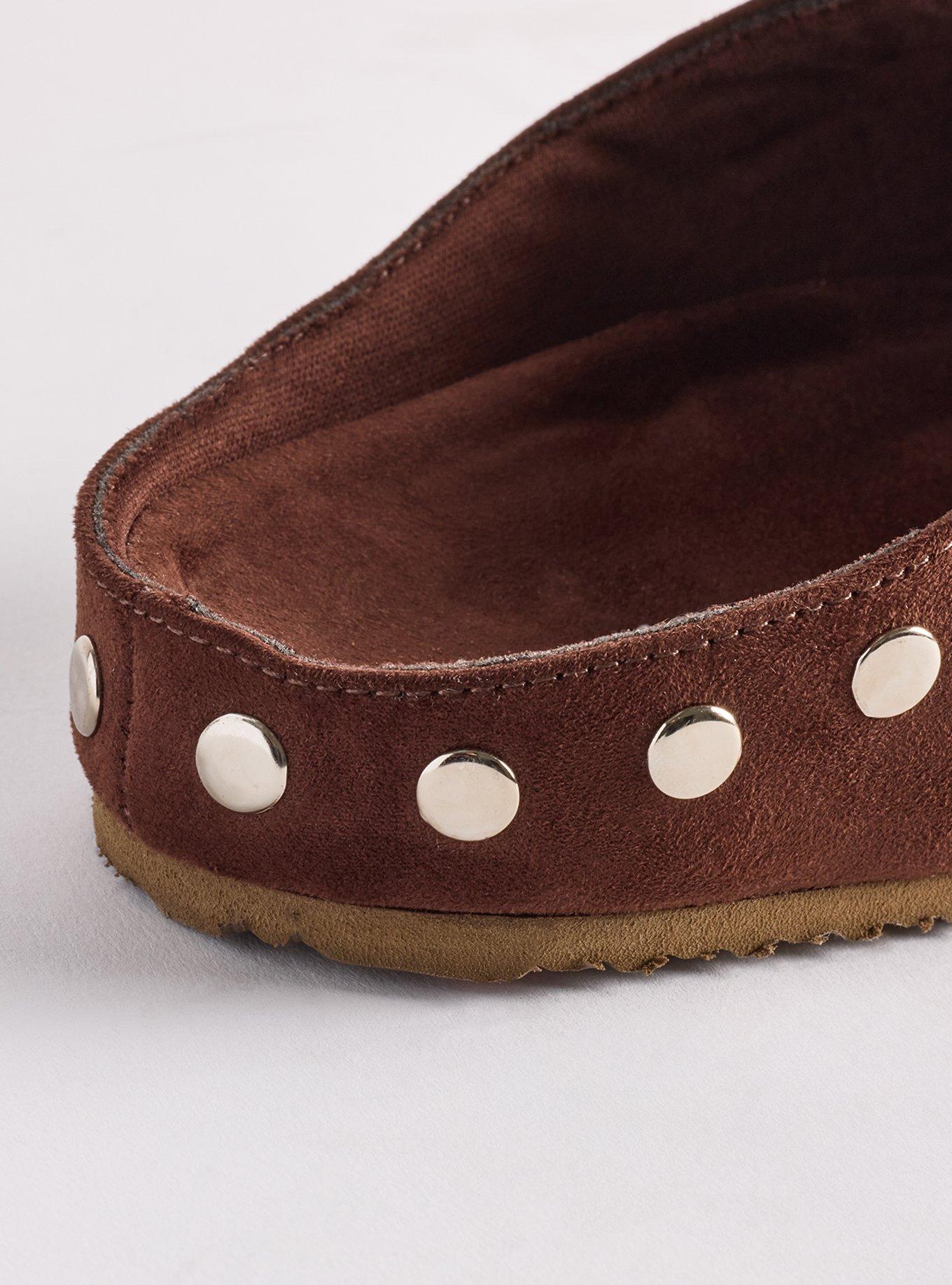 Plus Size Studded Footbed Clog (WW), DARK BROWN, alternate