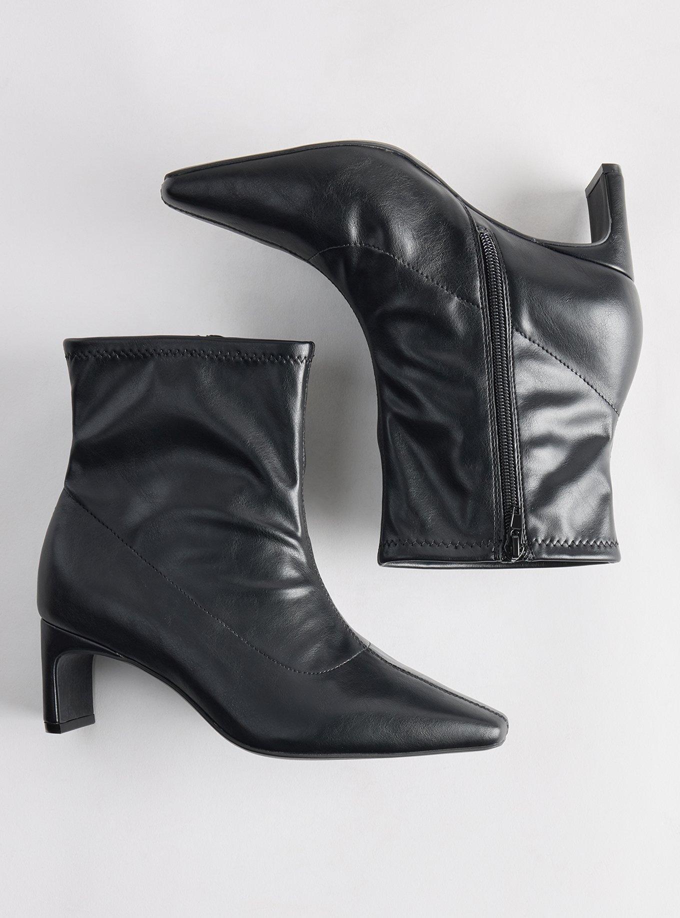 Stretch Setback Heel Bootie (WW), BLACK, hi-res