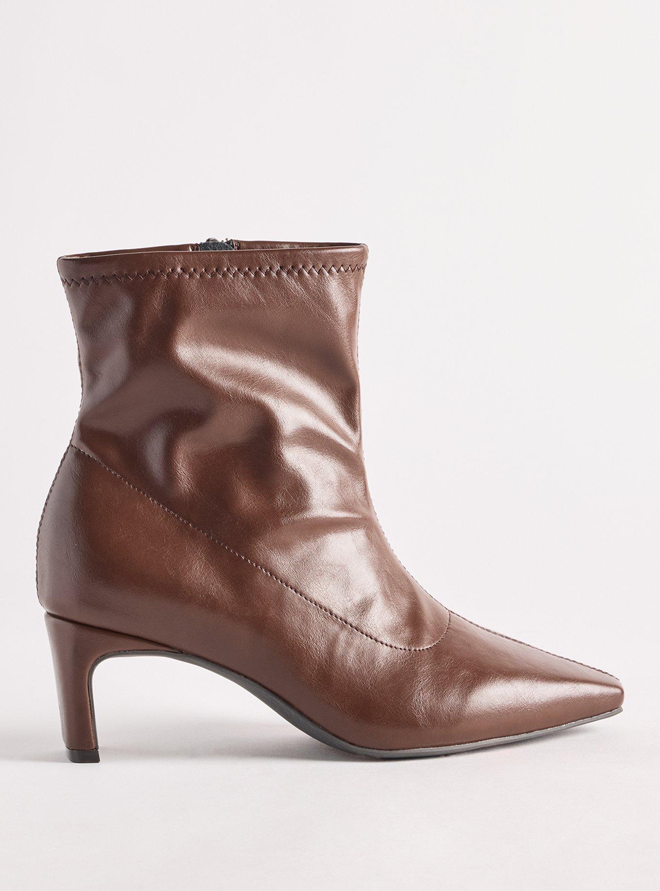 Stretch Setback Heel Bootie (WW), BROWN, alternate