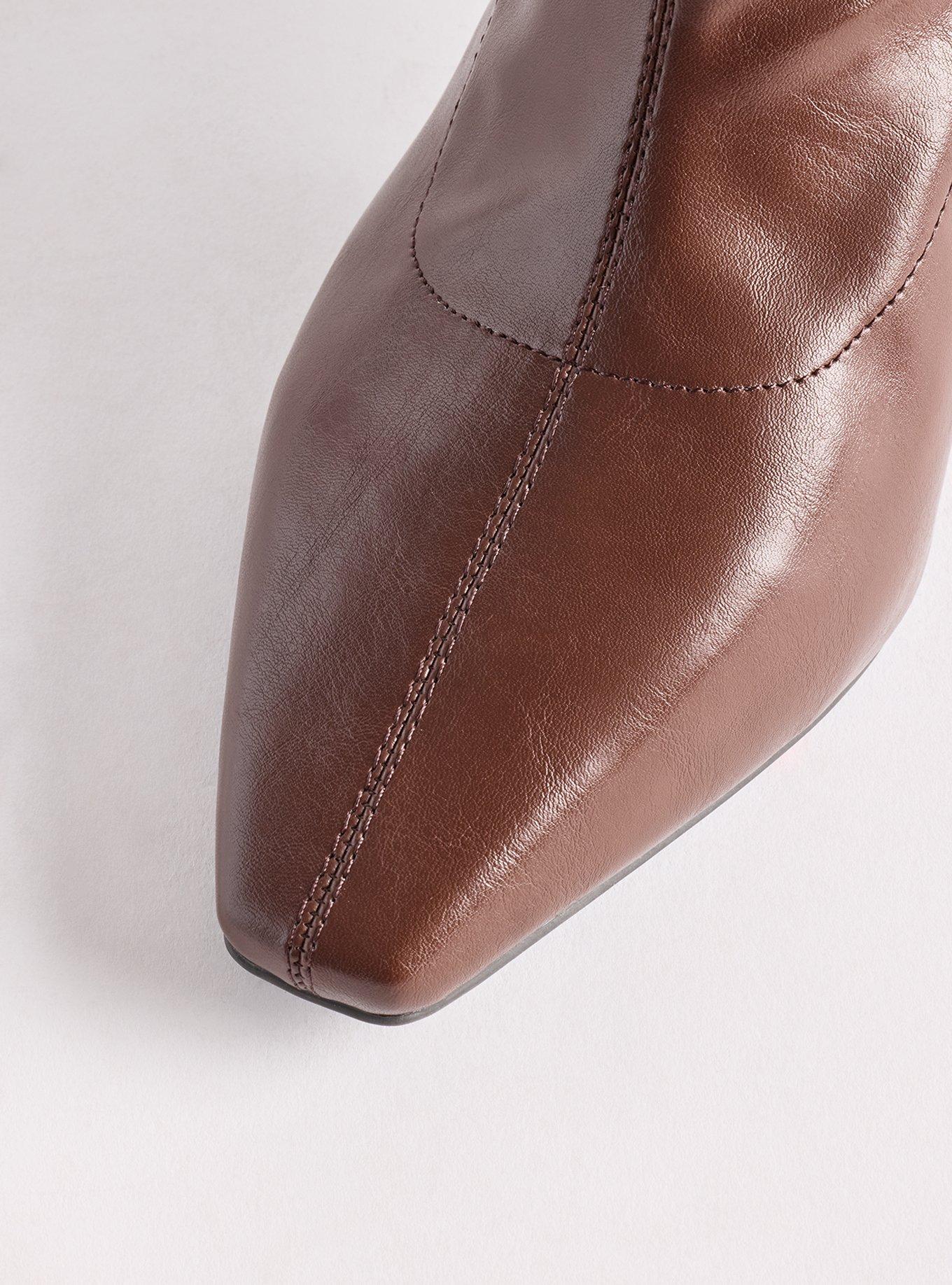 Stretch Setback Heel Bootie (WW), BROWN, alternate