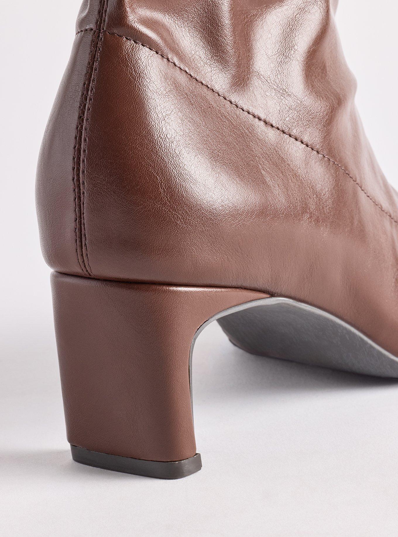 Stretch Setback Heel Bootie (WW), BROWN, alternate