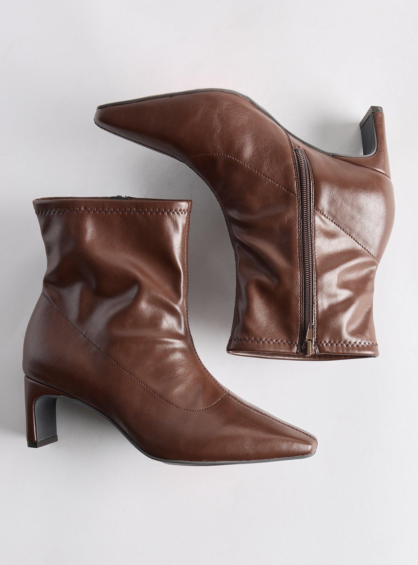Stretch Setback Heel Bootie (WW), BROWN, hi-res