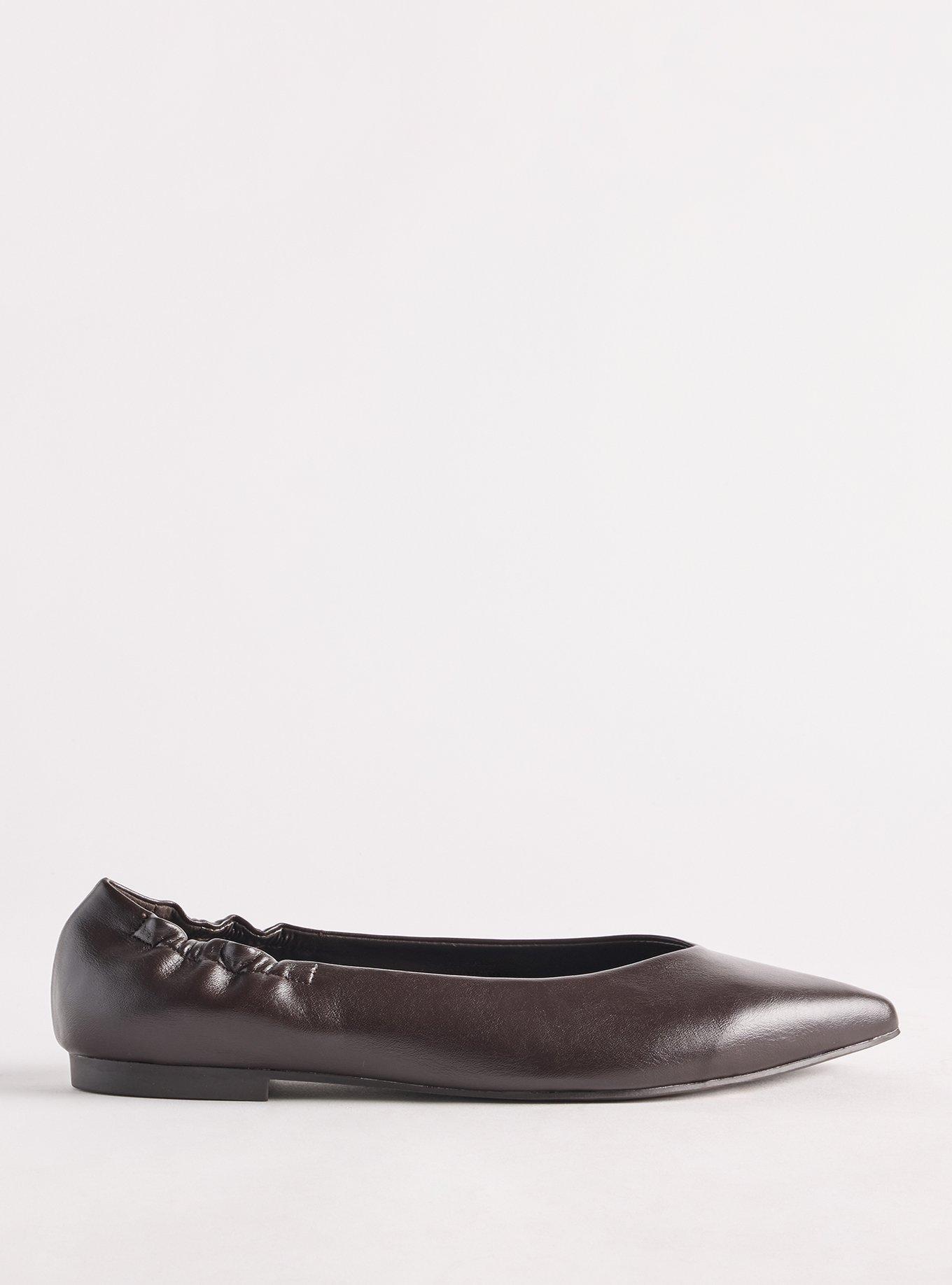 Plus Size Scrunch Back Pointed Toe Flat (WW), DARK BROWN, alternate