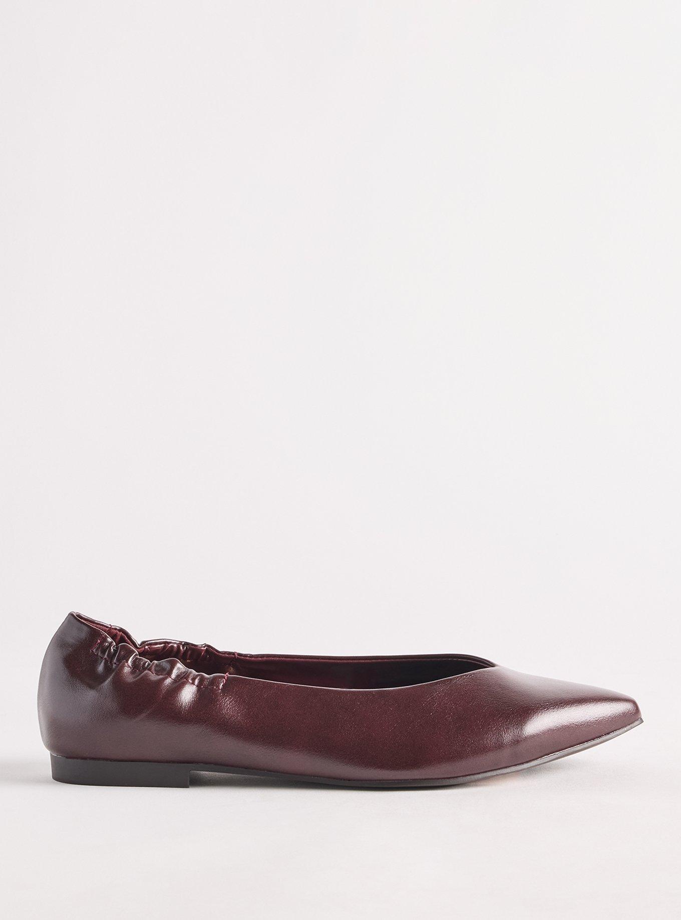Plus Size Scrunch Back Pointed Toe Flat (WW), WINE, alternate