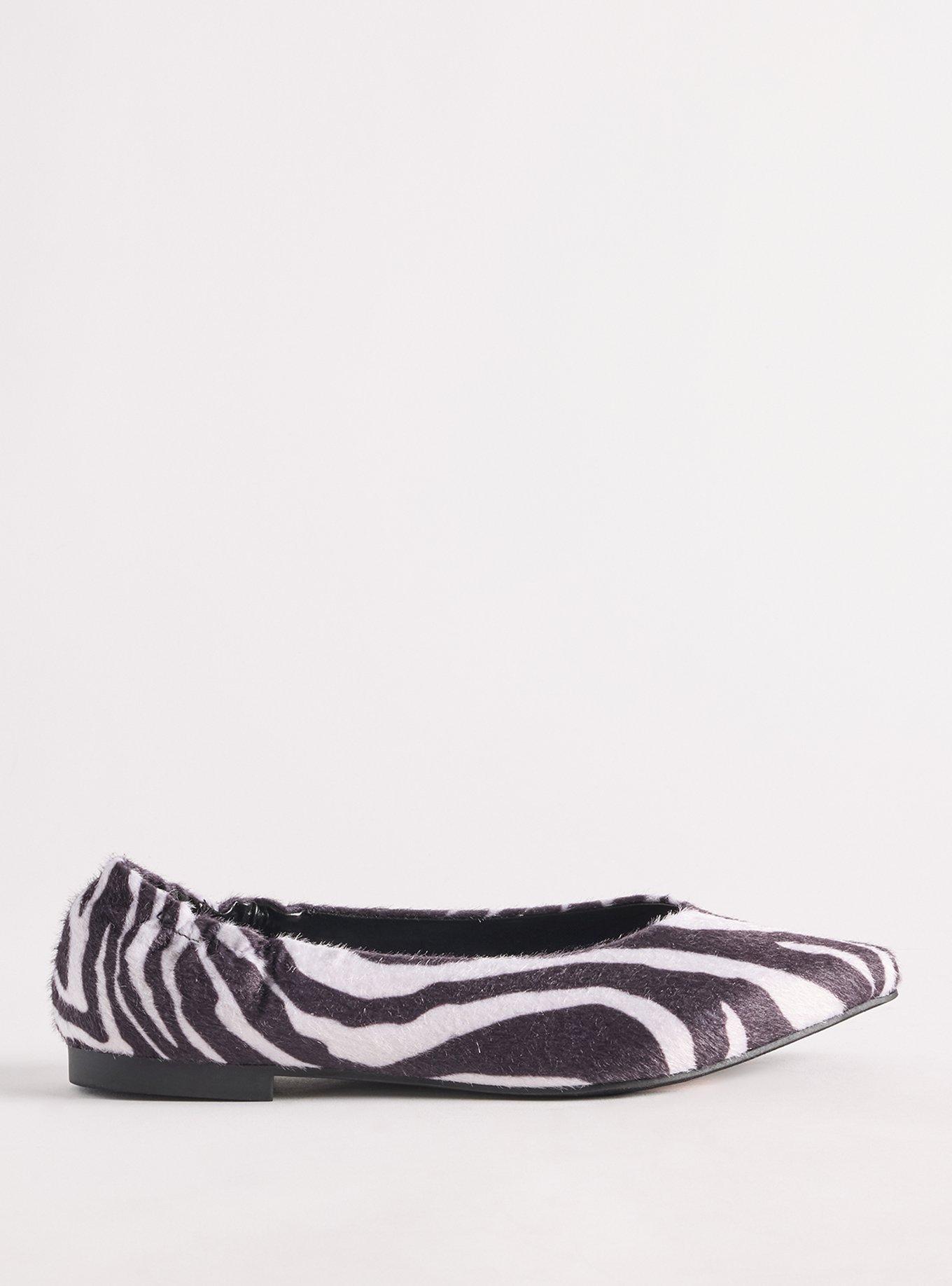 Plus Size Scrunch Back Pointed Toe Flat (WW), ZEBRA BLACK, alternate