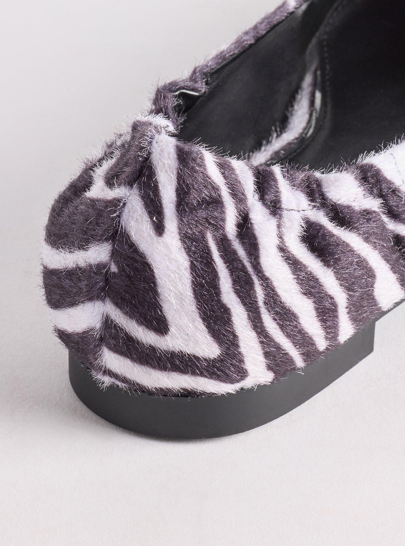 Plus Size Scrunch Back Pointed Toe Flat (WW), ZEBRA BLACK, alternate