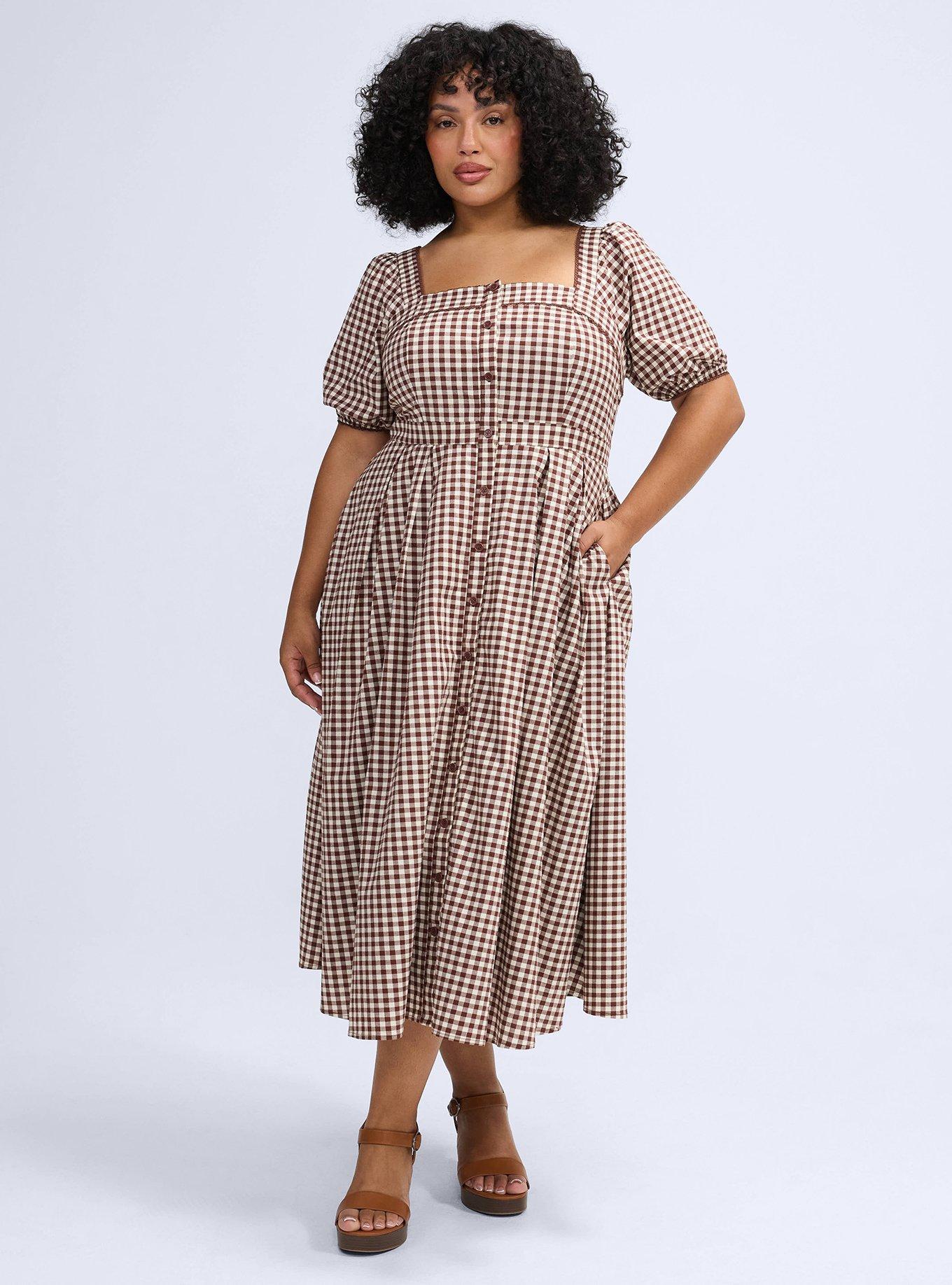 Belle Isle Button Front Midi Dress, LE PETIT GINGHAM CHOCOLATE FONDANT, alternate