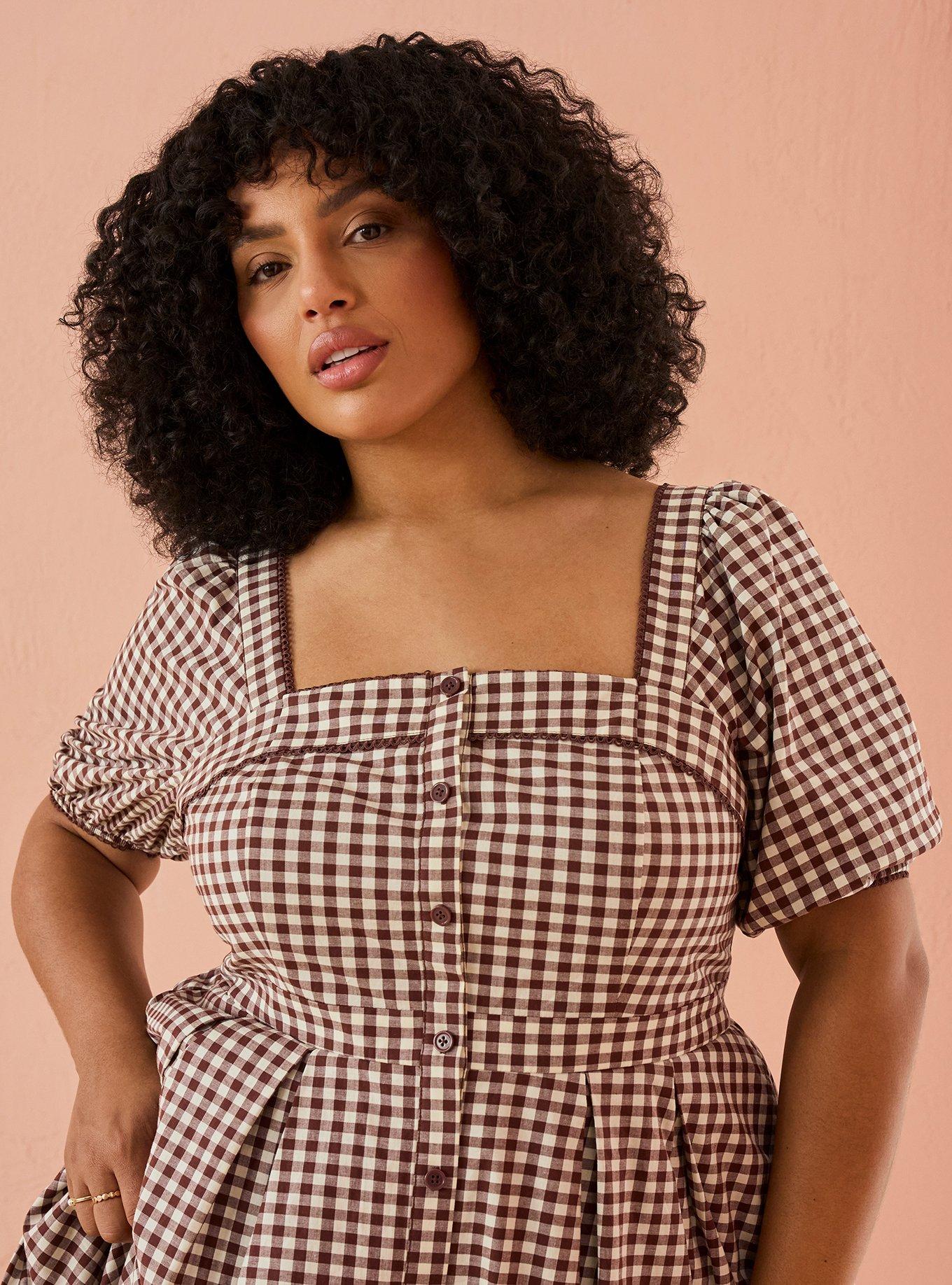 Belle Isle Button Front Midi Dress, LE PETIT GINGHAM CHOCOLATE FONDANT, alternate