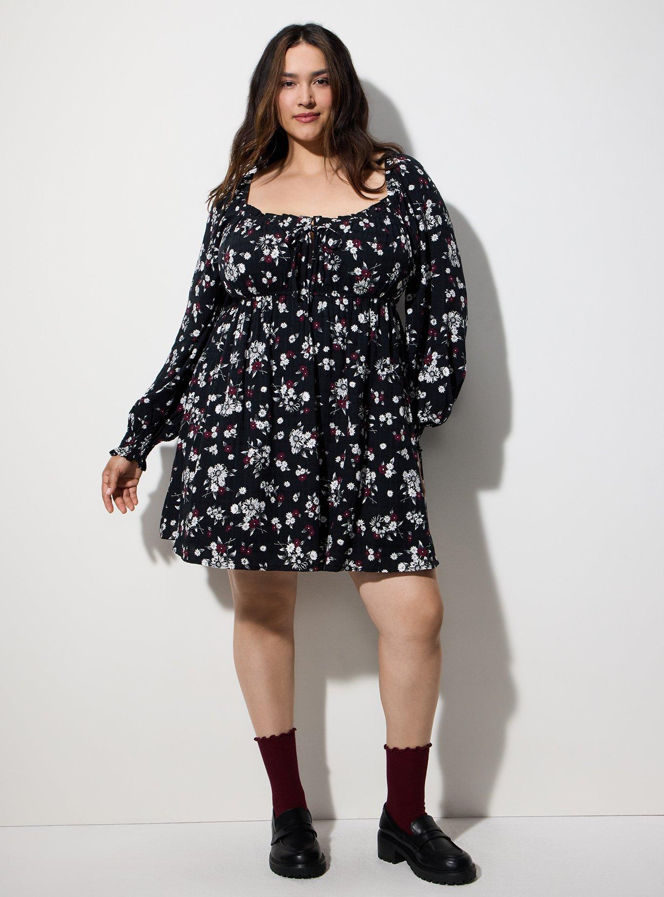 LoveSick Sweetheart Babydoll Mini Dress, NETTIE FLORAL BLACK, hi-res