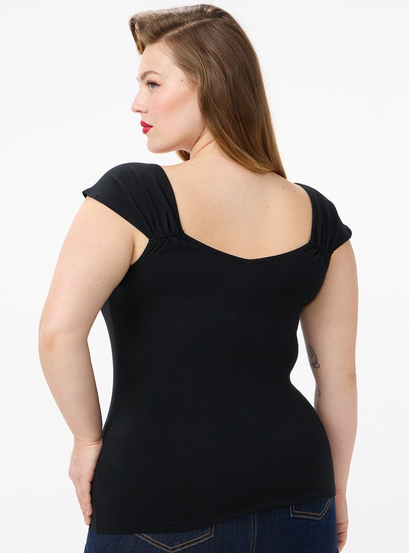 Retro Chic Foxy Cap Sleeve Top, DEEP BLACK, alternate