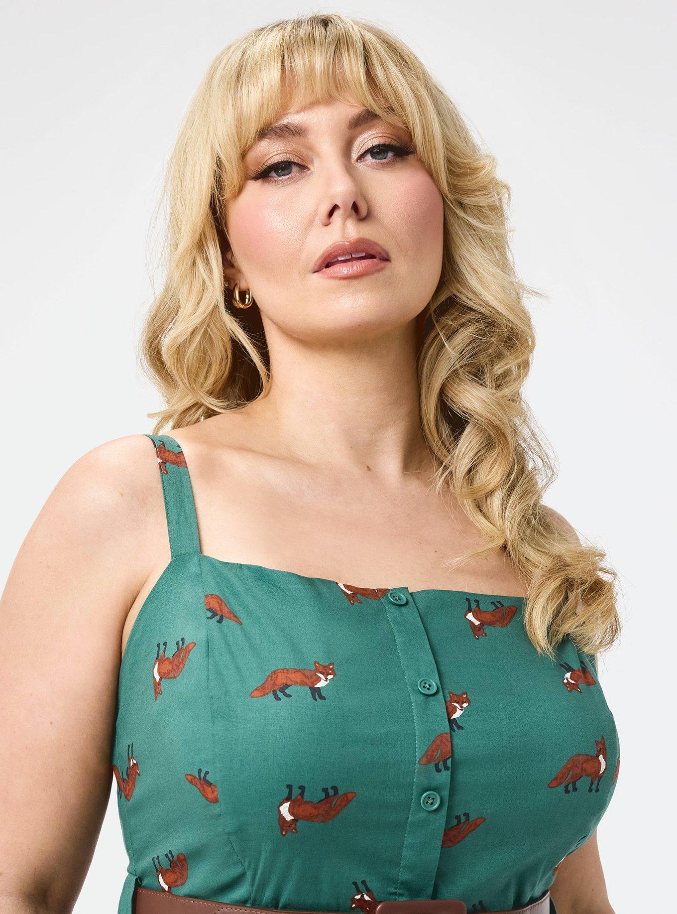 Retro Chic Belted Button Front Midi Dress, FOXY GREEN, alternate