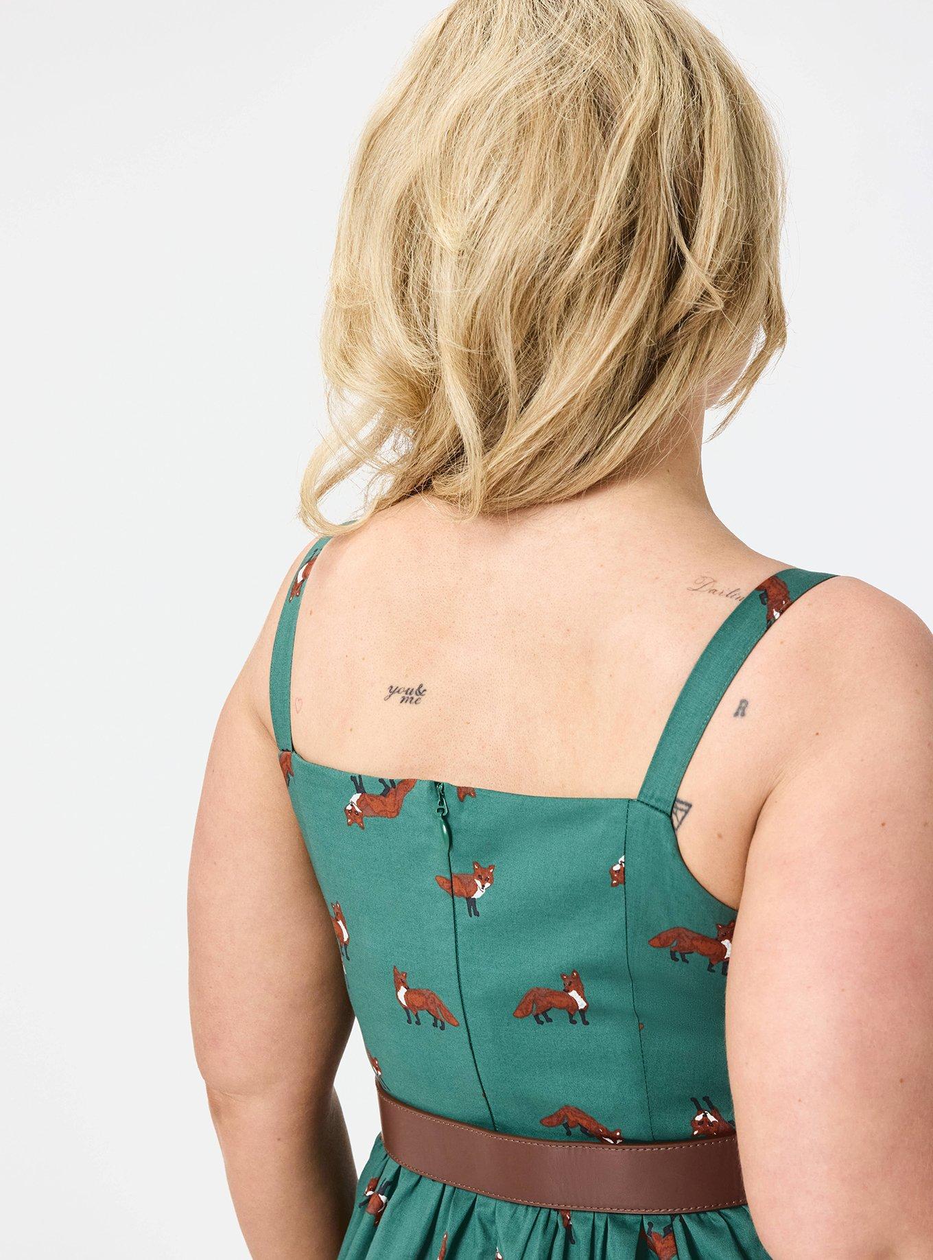 Retro Chic Belted Button Front Midi Dress, FOXY GREEN, alternate