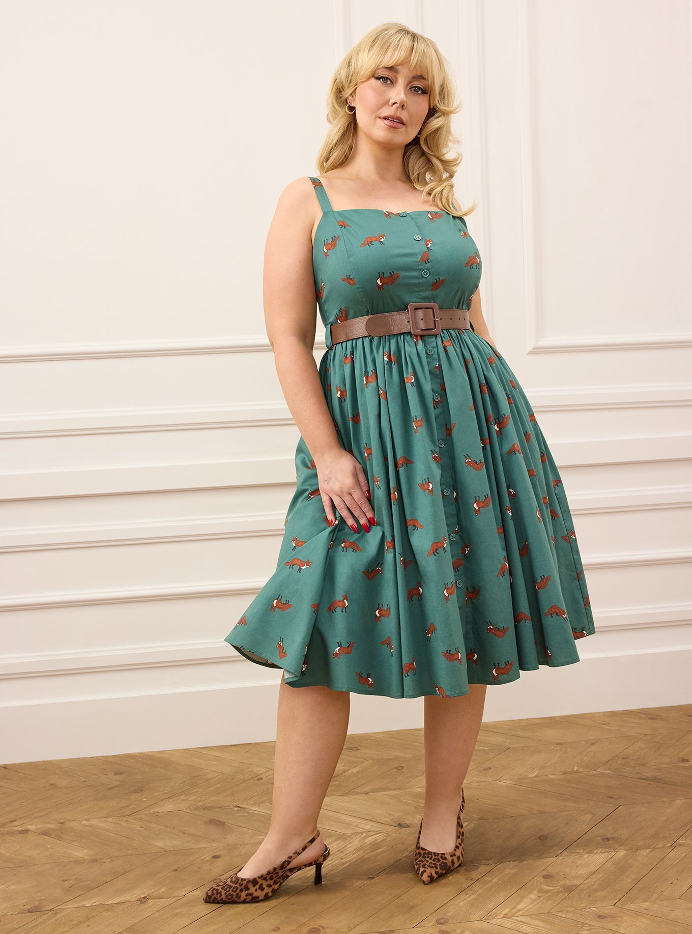 green plus size midi dress - Retro Chic Belted Button Front plus size cocktail dresses amazon