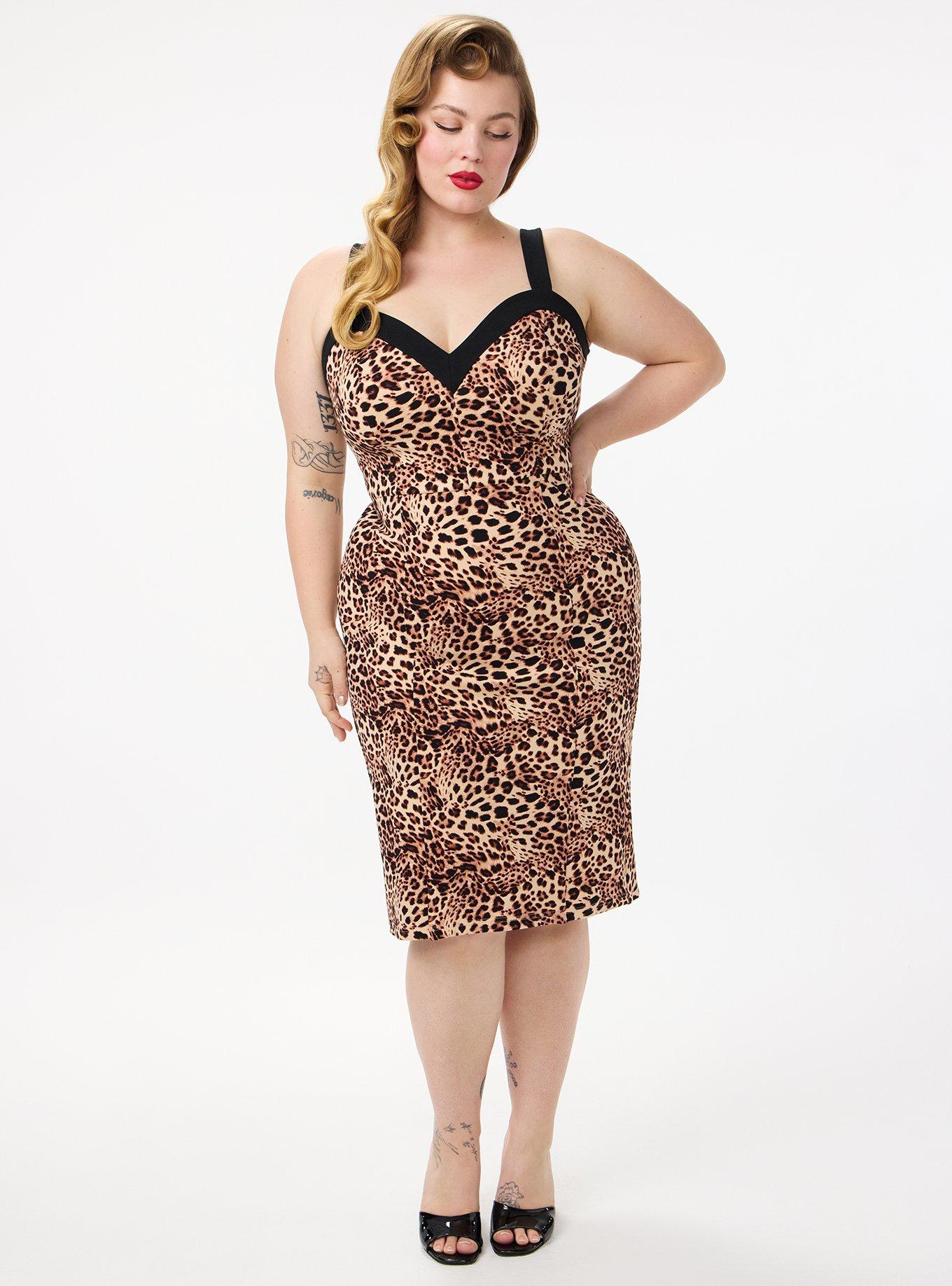 Retro Chic Bombshell Sweetheart Bodycon Dress, SHAYLA LEOPARD, alternate