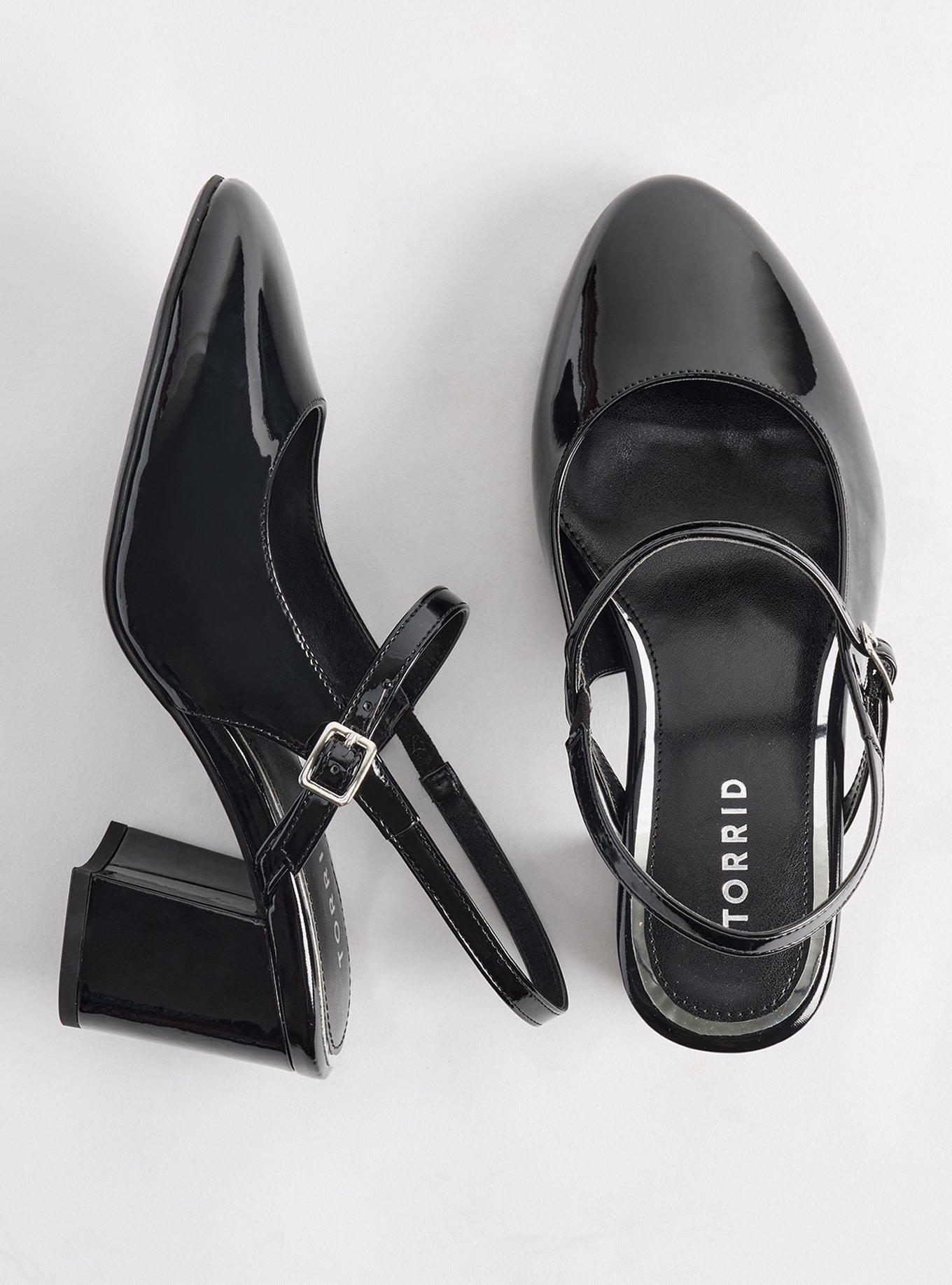 Slingback Block Heel (WW), BLACK, hi-res
